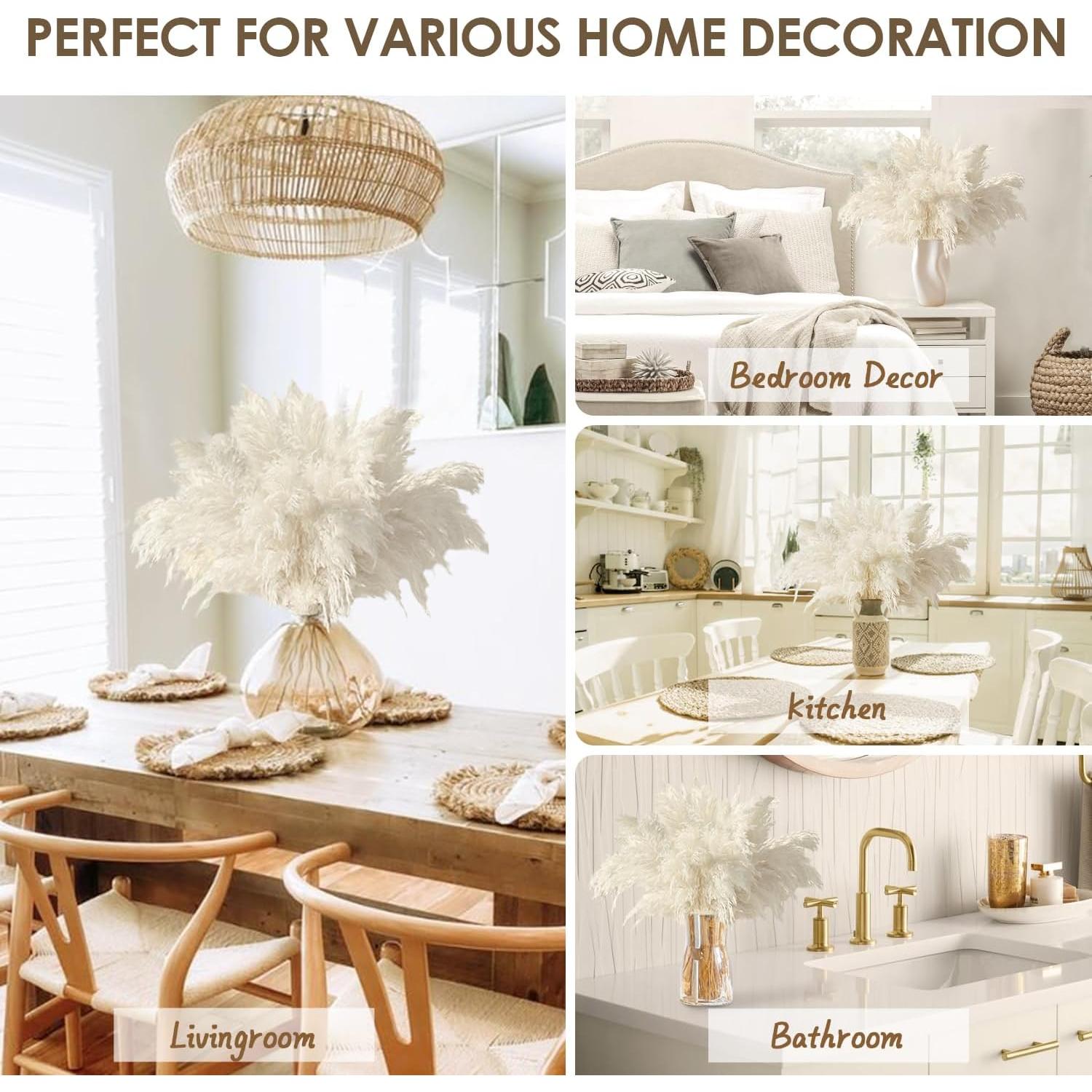 20PCS Hierba Pampas Secas Blancas ROROUNE para Decoración