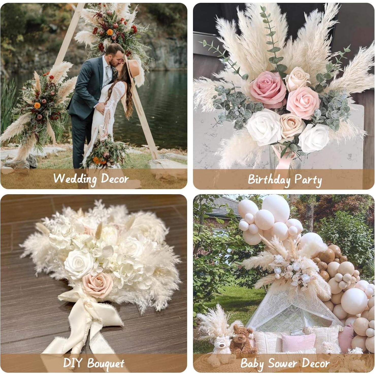 20PCS Hierba Pampas Secas Blancas ROROUNE para Decoración