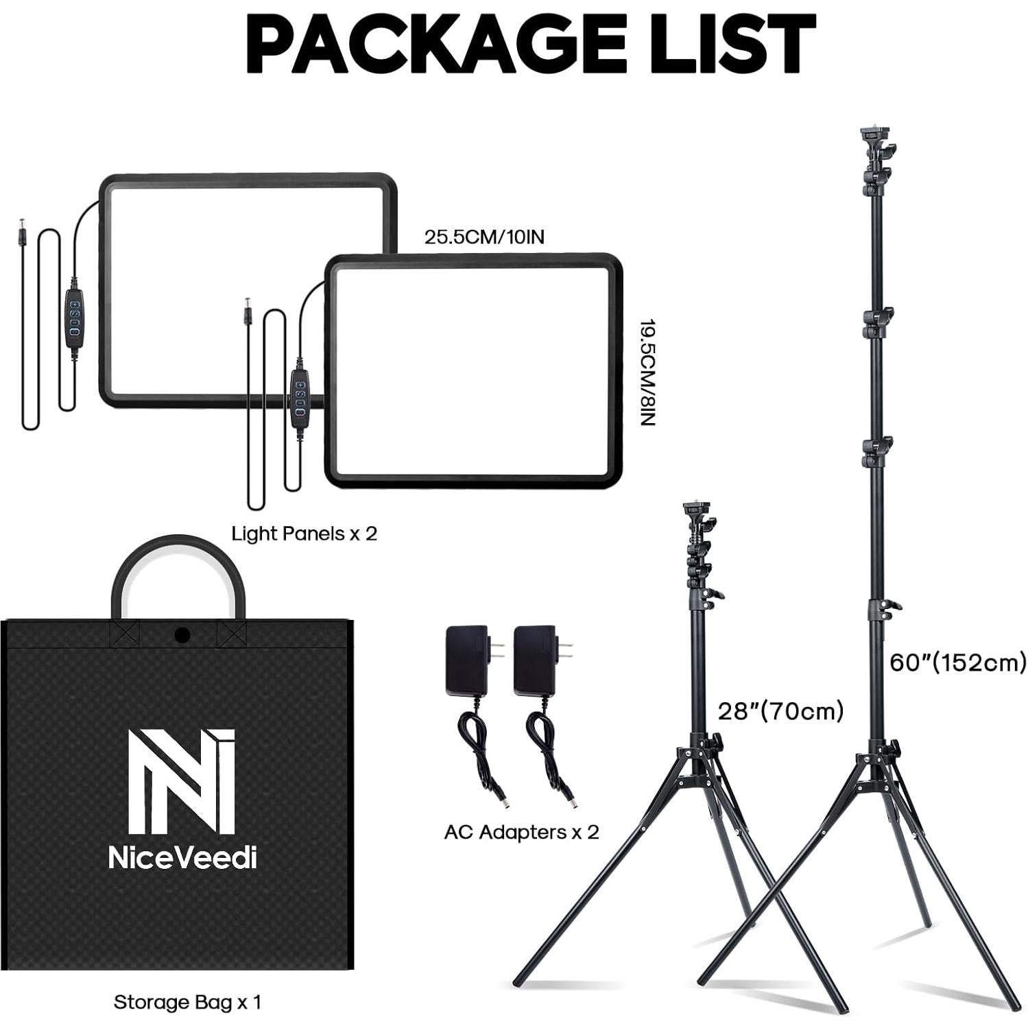 Kit de Iluminación LED NiceVeedi 22W con Trípode Ajustable