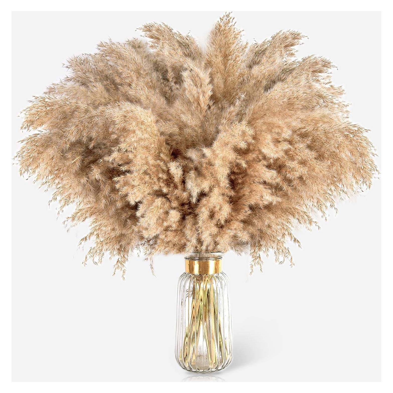 22 Piezas de Hierba de Pampas Secas Marrón 43 cm - Decoración Boho