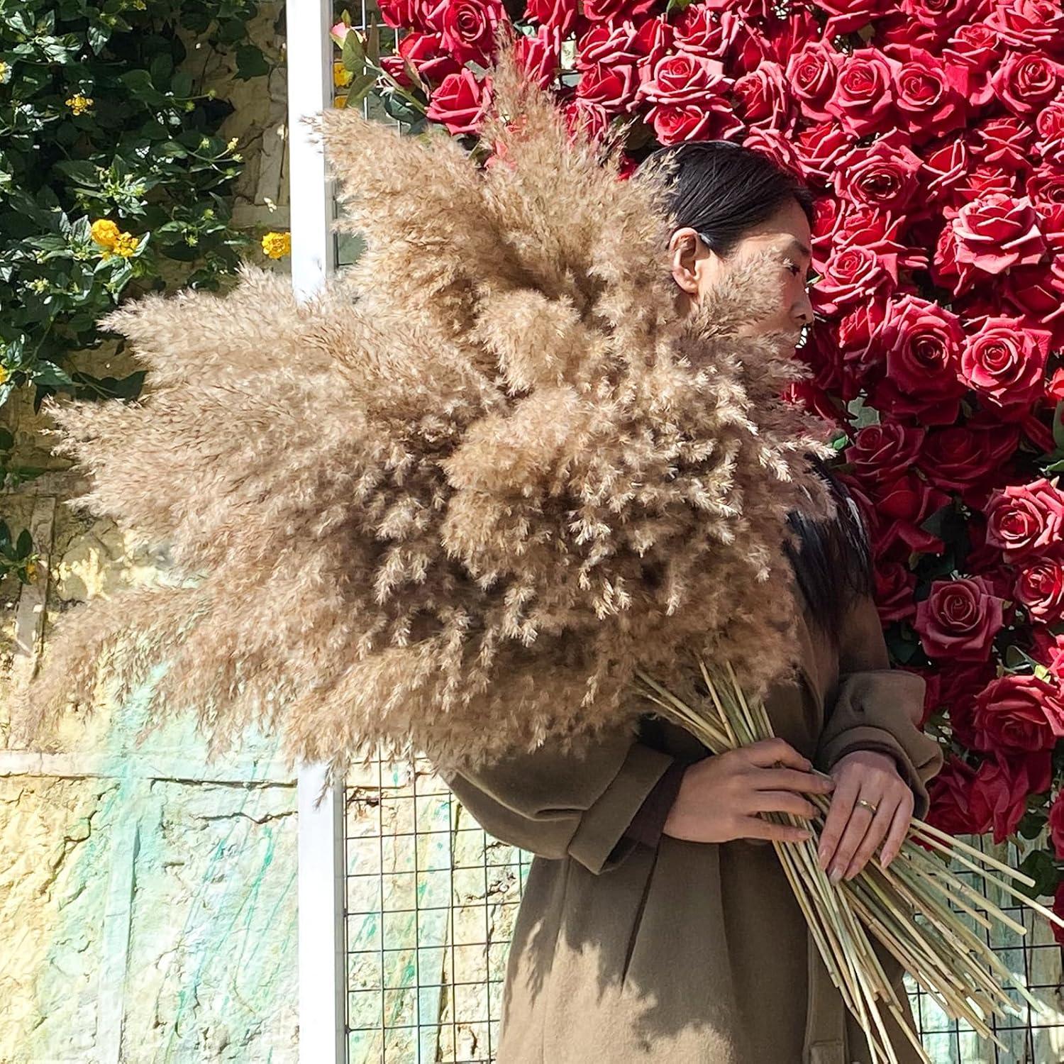 22 Piezas de Hierba de Pampas Secas Marrón 43 cm - Decoración Boho