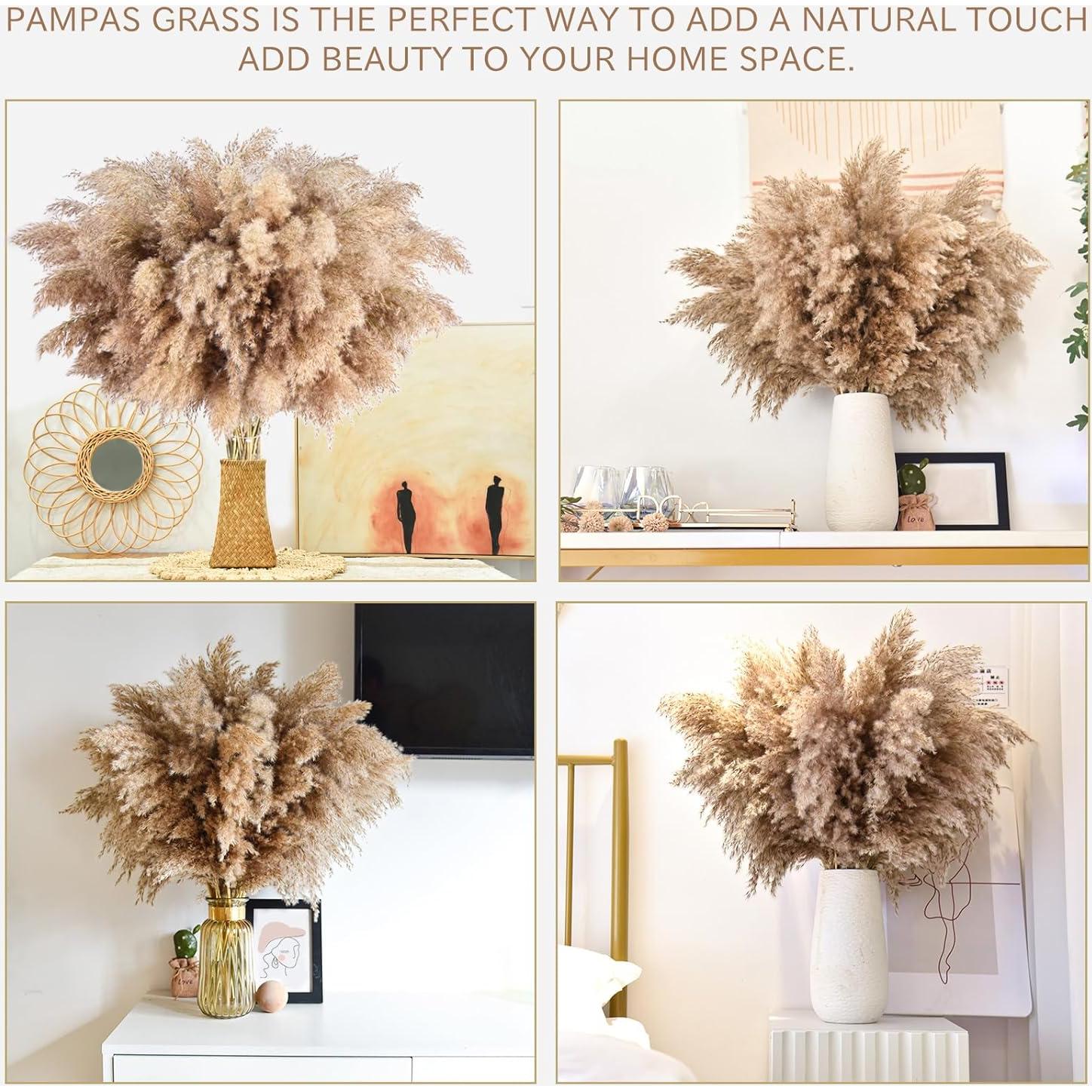 22 Piezas de Hierba de Pampas Secas Marrón 43 cm - Decoración Boho