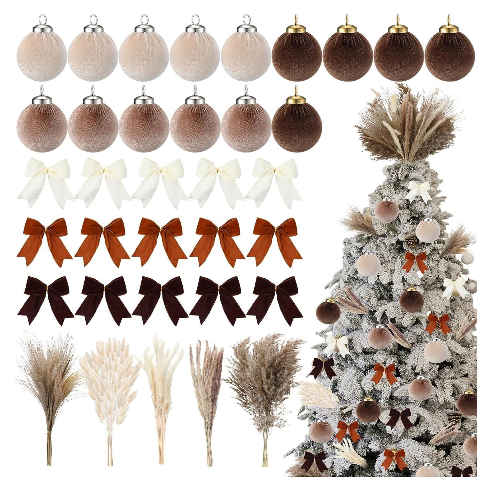 Conjunto de 80 Adornos de Navidad Juinte Terciopelo Neutro