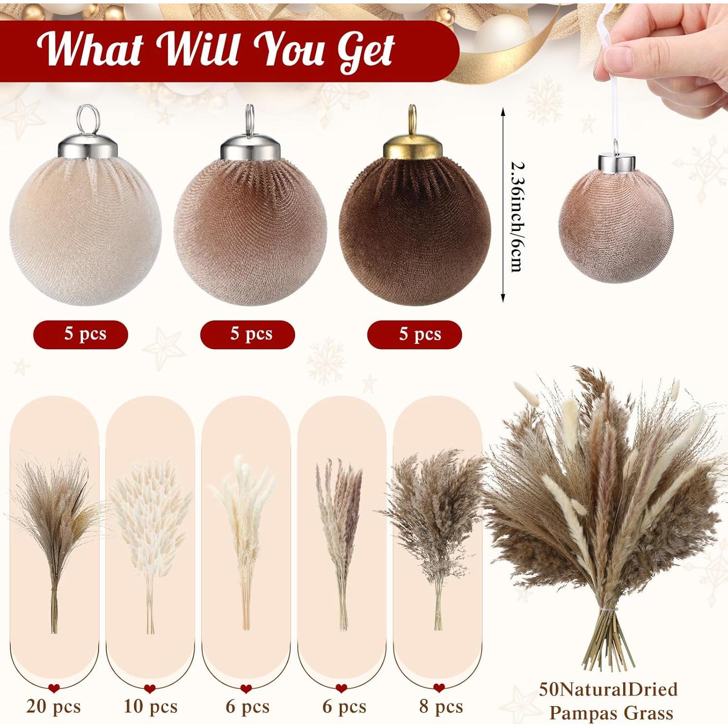 Conjunto de 80 Adornos de Navidad Juinte Terciopelo Neutro