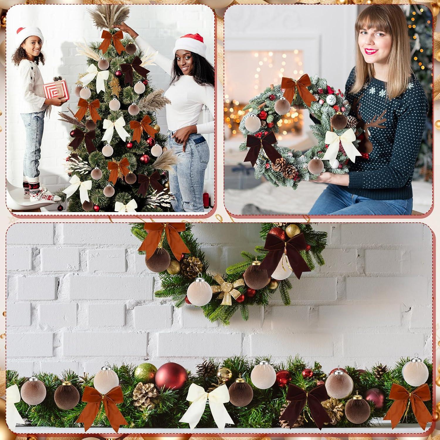 Conjunto de 80 Adornos de Navidad Juinte Terciopelo Neutro