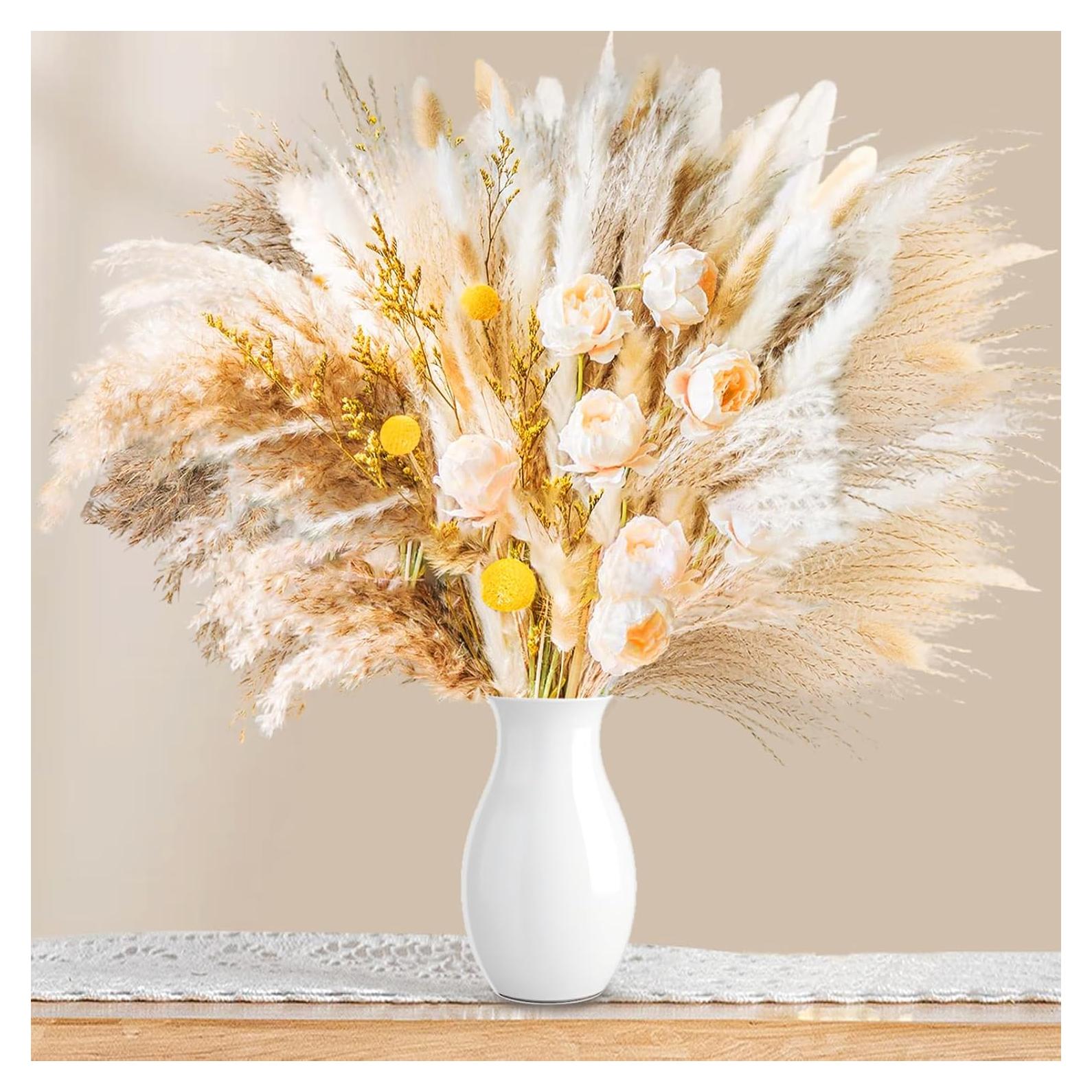 Ramo de Hierba Pampas Secas 96 Pcs Decoración Boho Natural