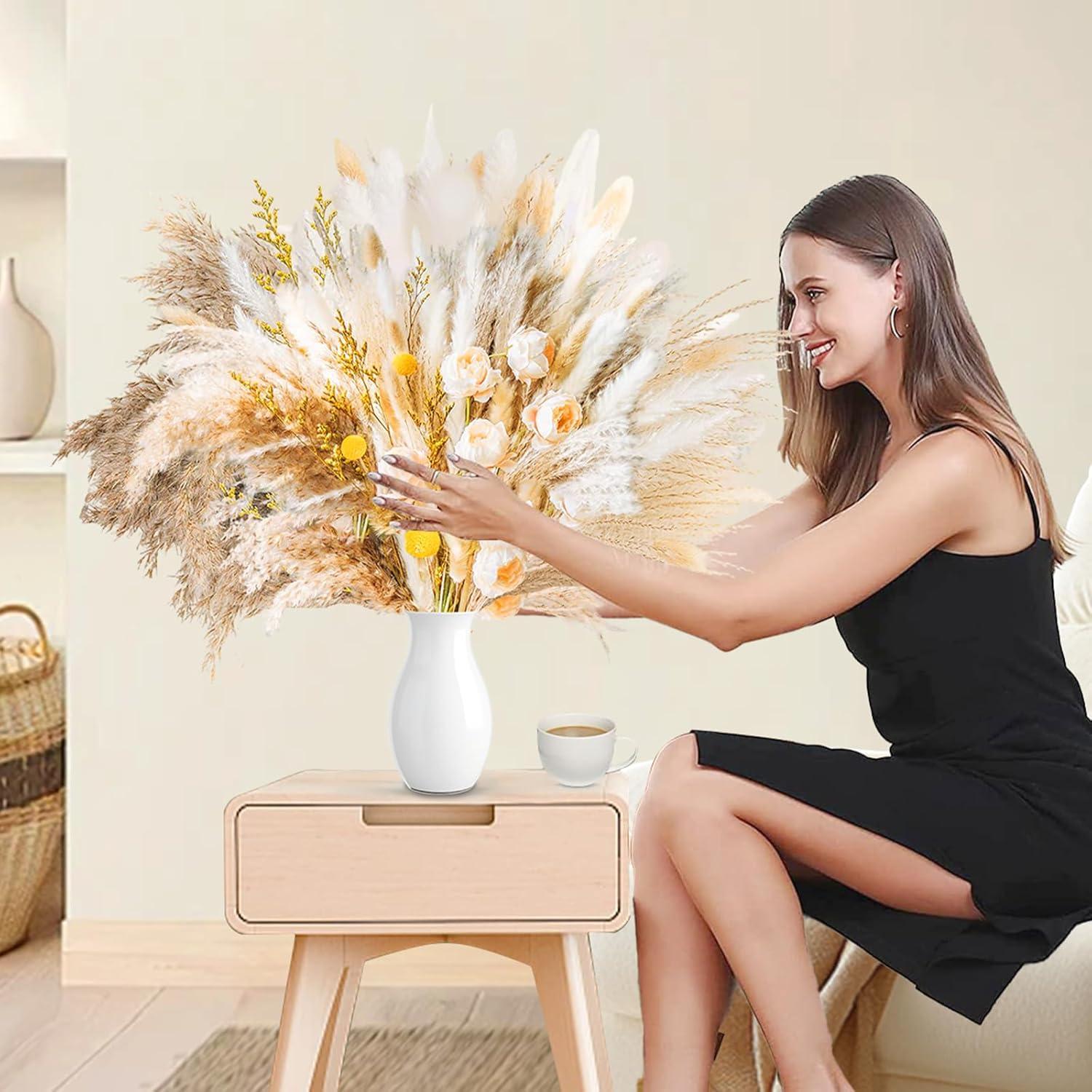 Ramo de Hierba Pampas Secas 96 Pcs Decoración Boho Natural