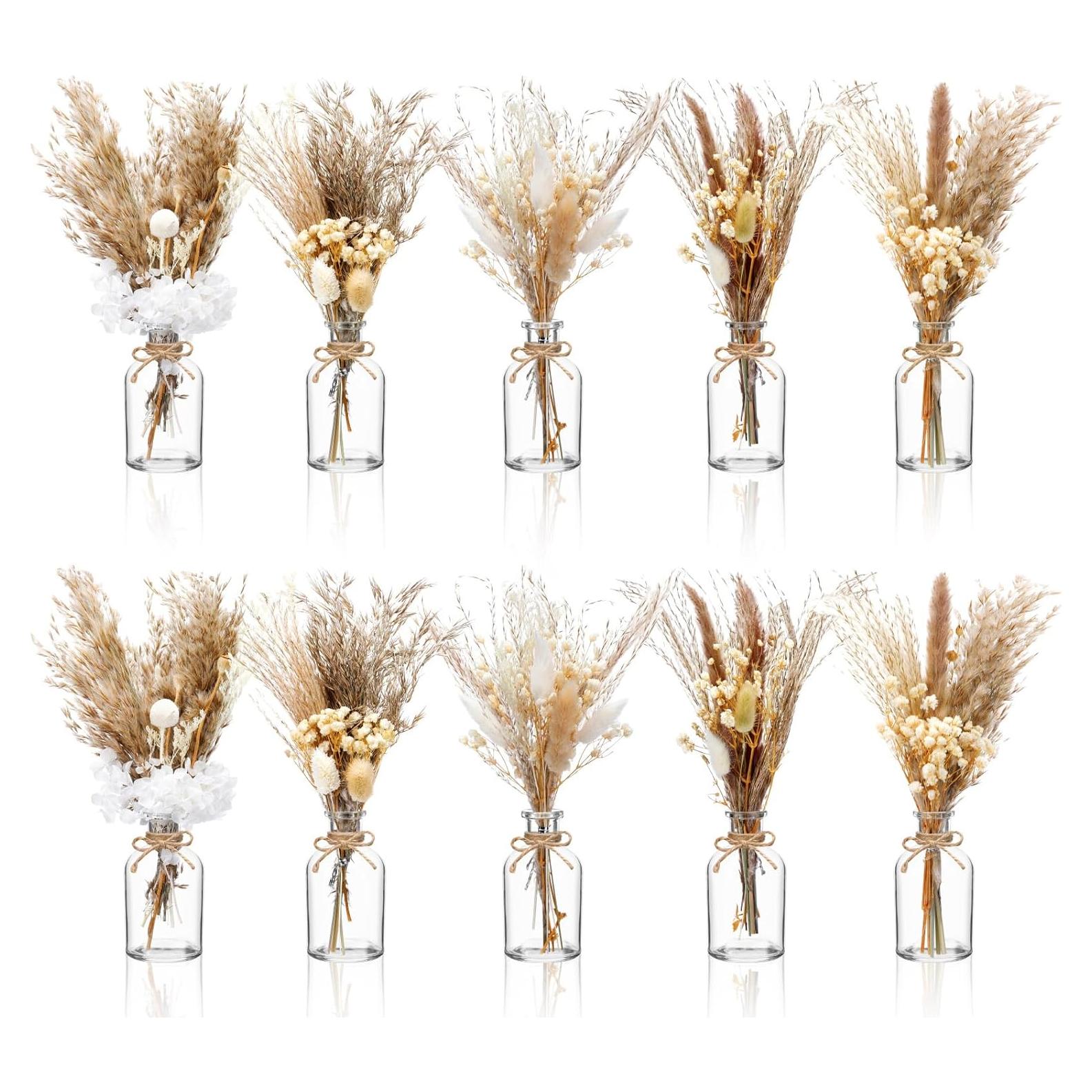 Set de Decoración Boho Nuanchu con 10 Jarrones y Pampas Secas