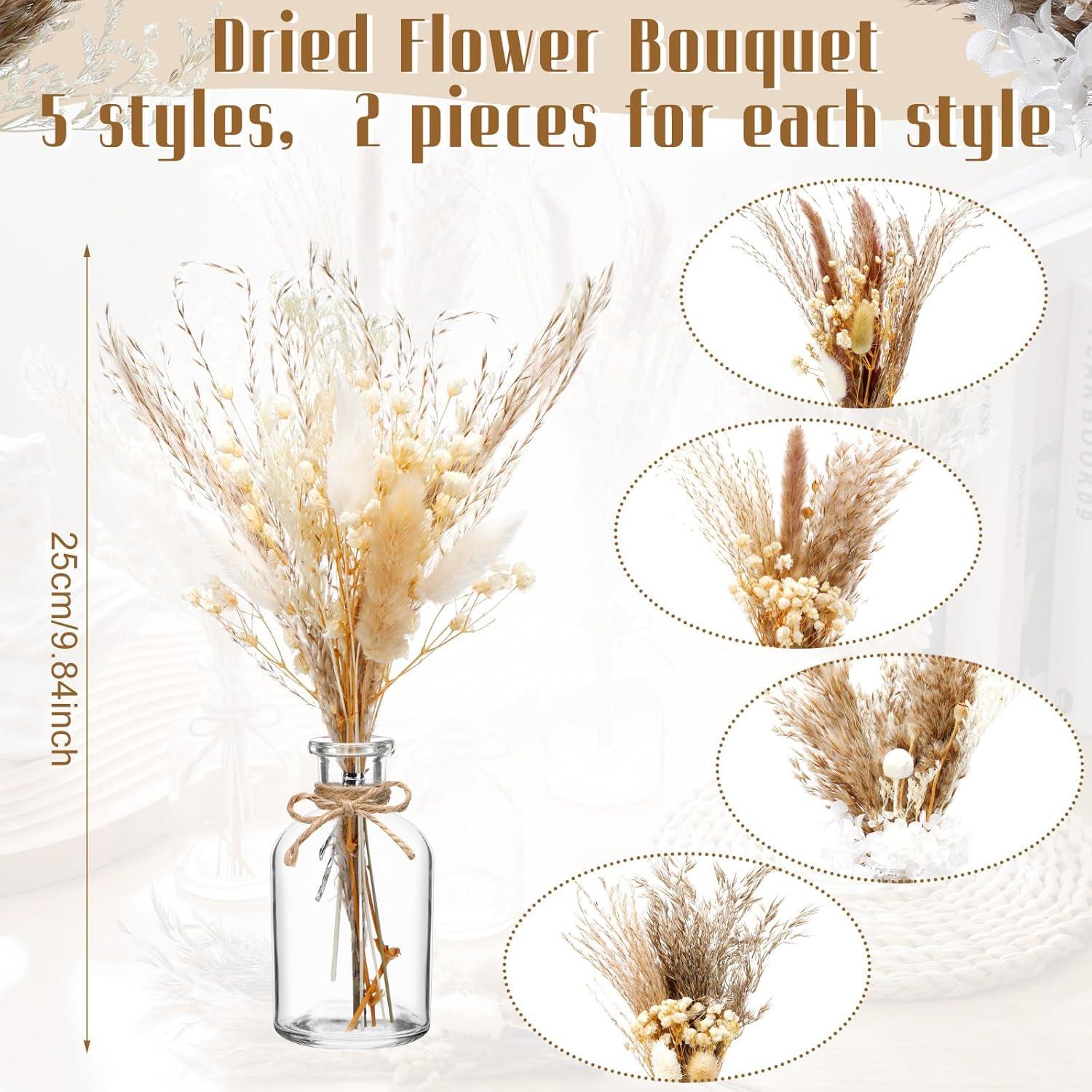 Set de Decoración Boho Nuanchu con 10 Jarrones y Pampas Secas