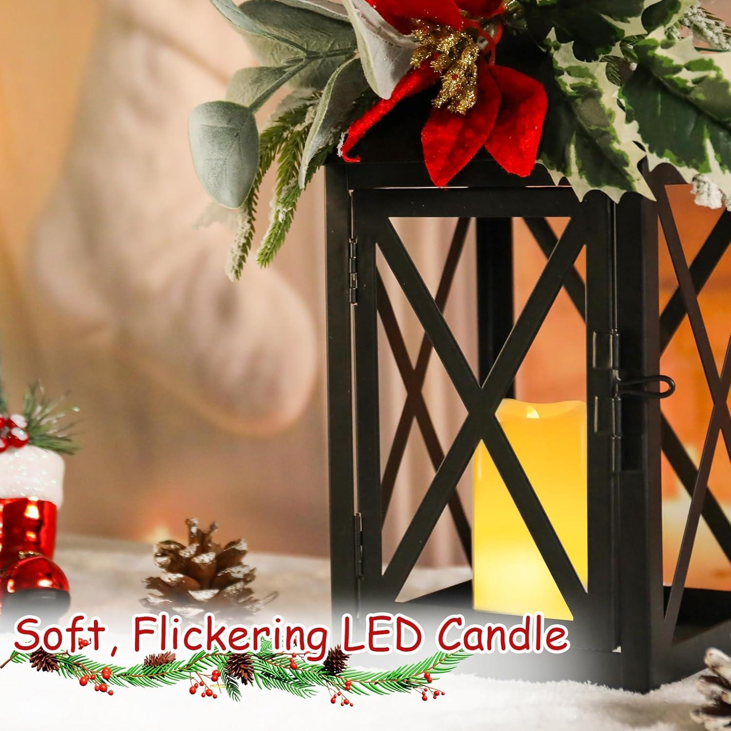 Linterna de Navidad Bdor con Vela LED - Metal Negro 37cm