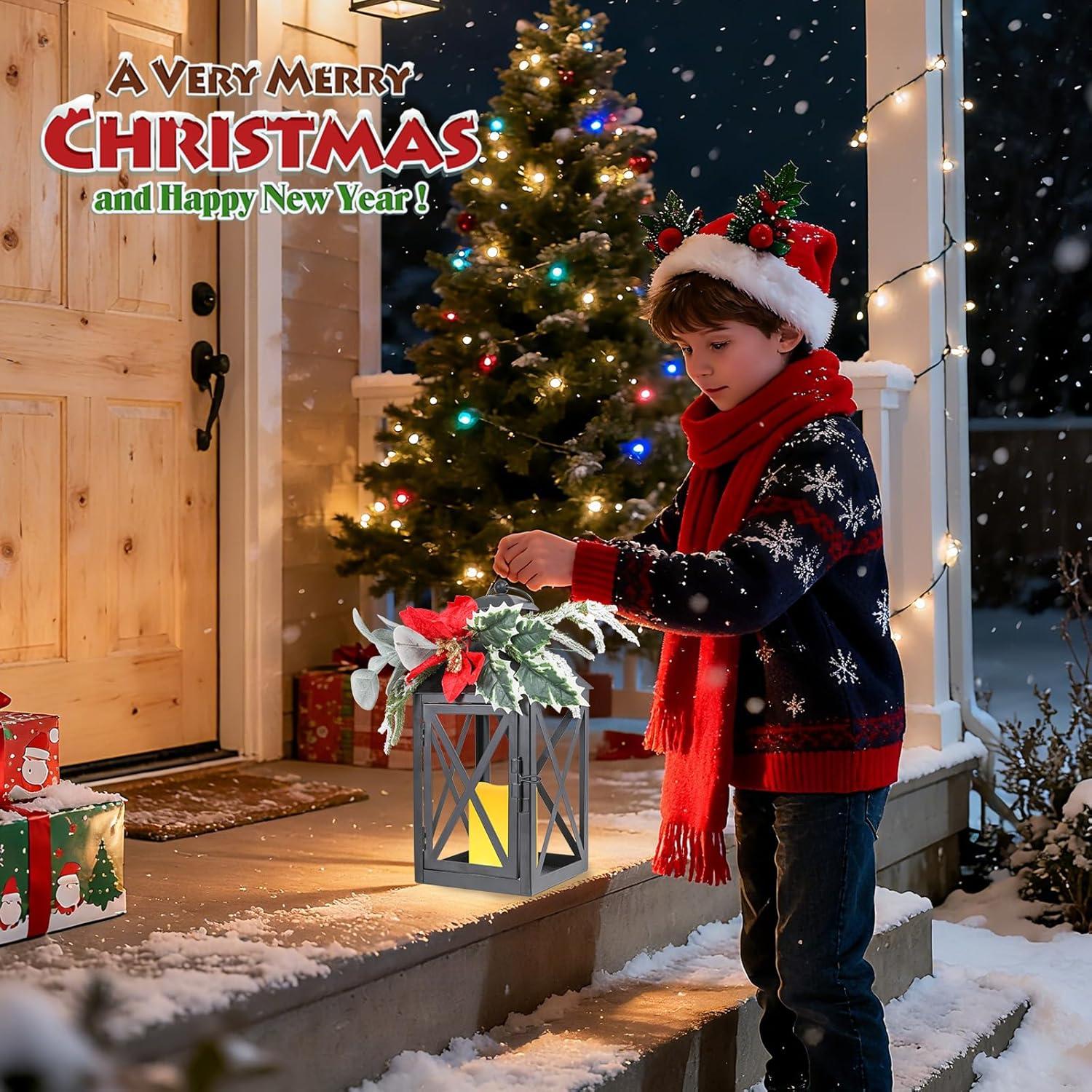 Linterna de Navidad Bdor con Vela LED - Metal Negro 37cm