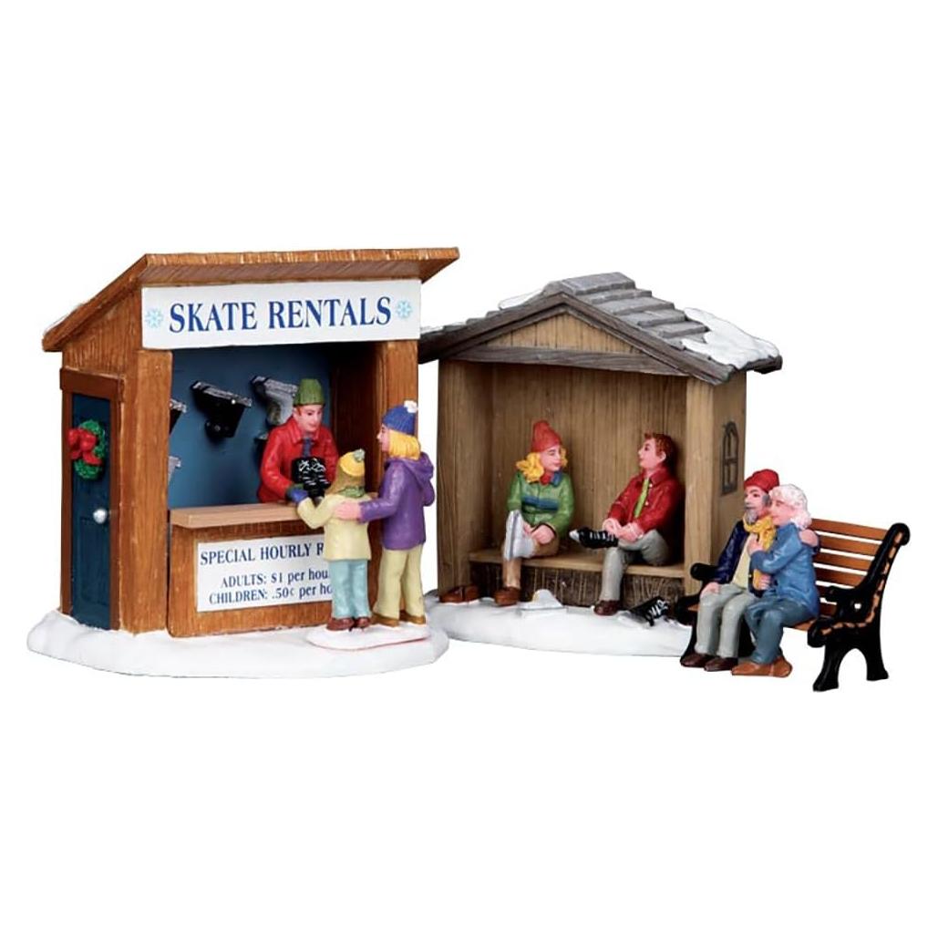 Accesorio de Pueblo Navideño Lemax 03849 - Alquiler de Patines (3 Piezas)