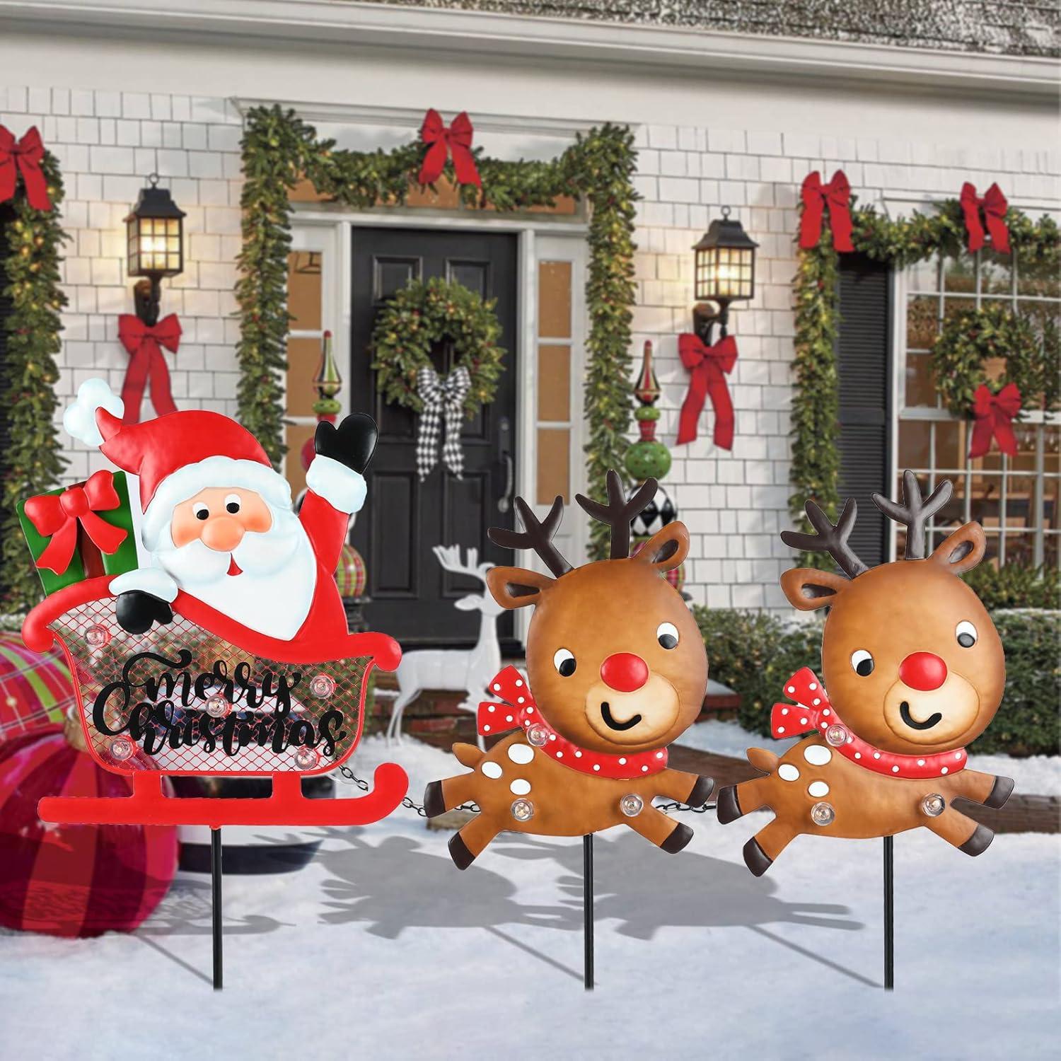 Estacas de Jardín Iluminadas Afirst 3D Navidad Metal 0.78kg