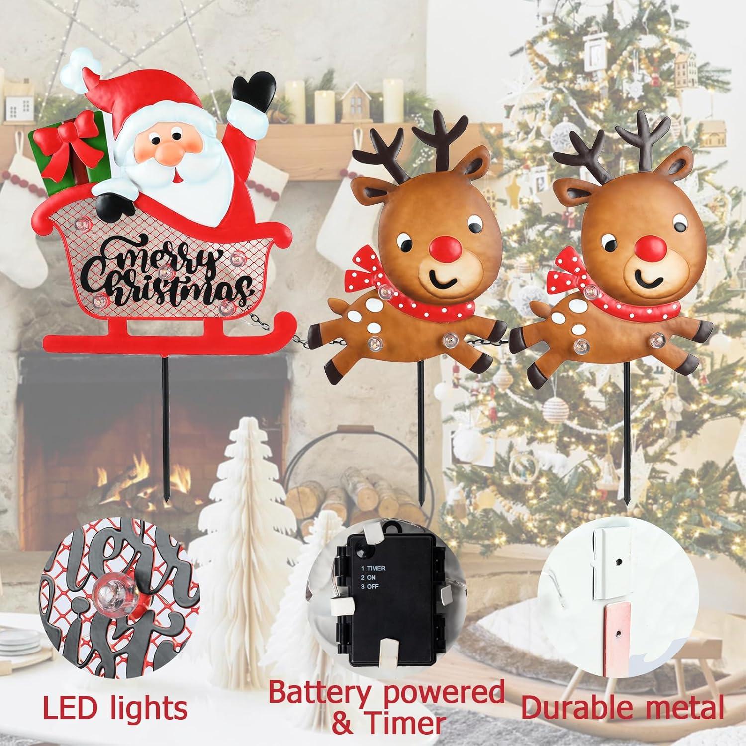 Estacas de Jardín Iluminadas Afirst 3D Navidad Metal 0.78kg