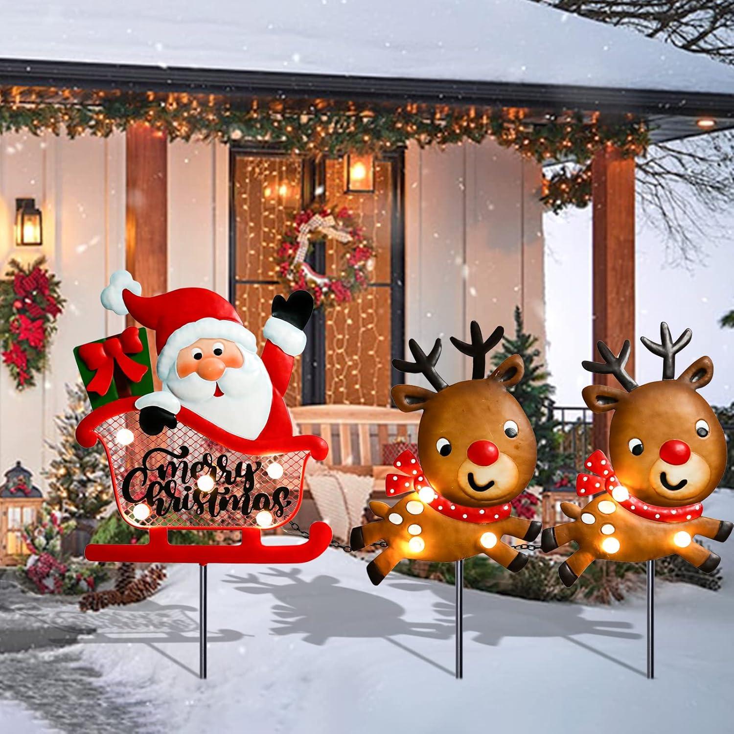 Estacas de Jardín Iluminadas Afirst 3D Navidad Metal 0.78kg