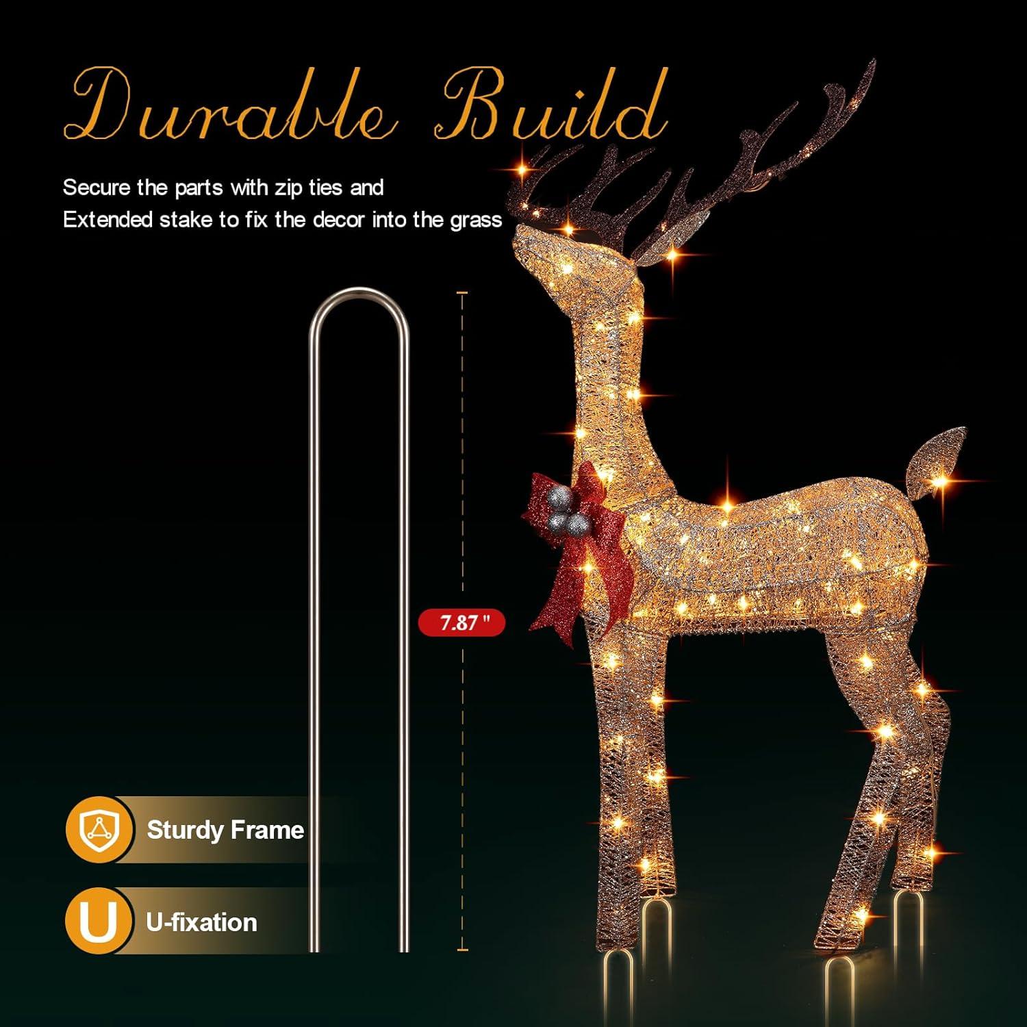 Conjunto Familiar de Ciervos Iluminados FUNNGO 3 Piezas 200 LED