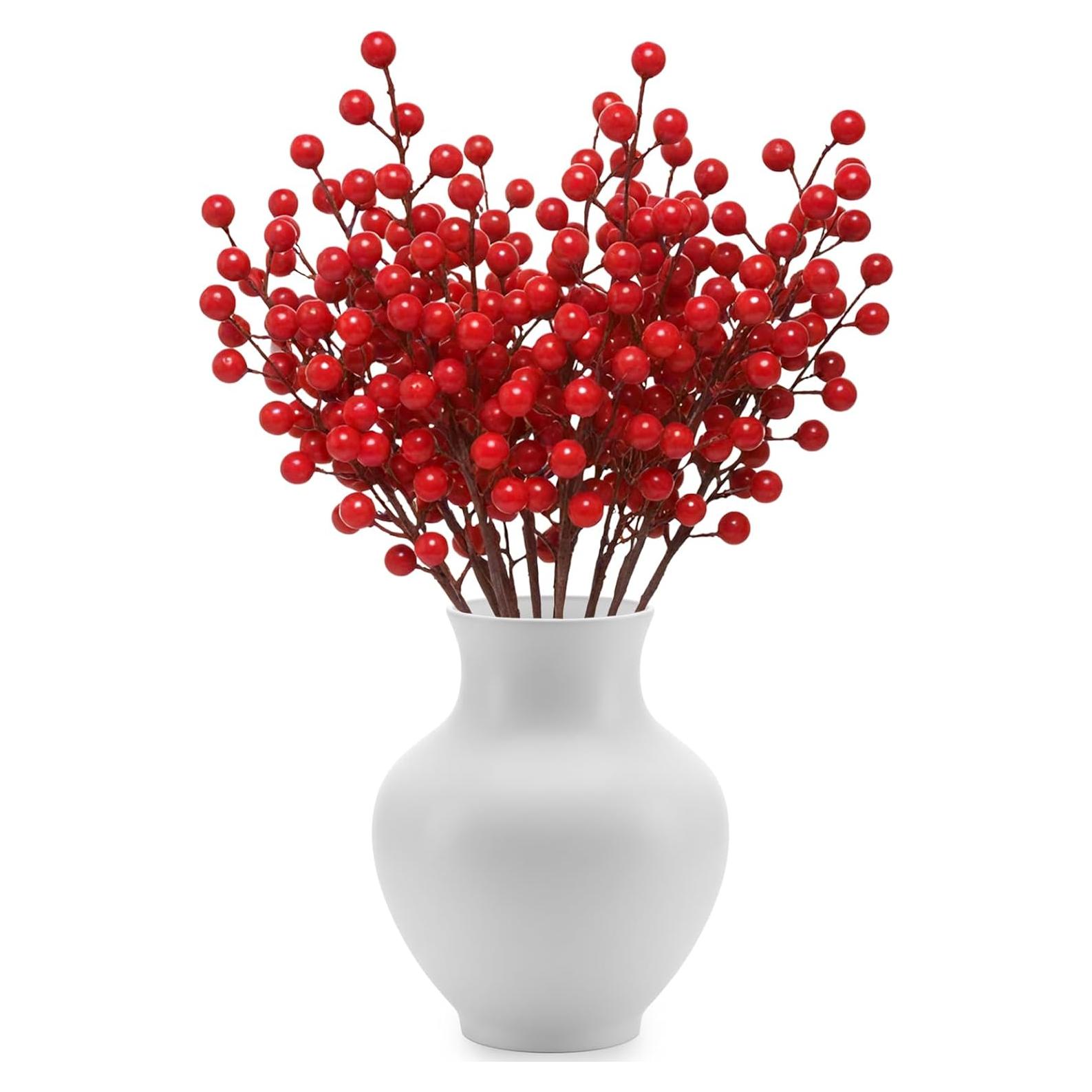 Paquete de 10 Ramas Artificiales de Baya Roja AONYIYI 36 cm