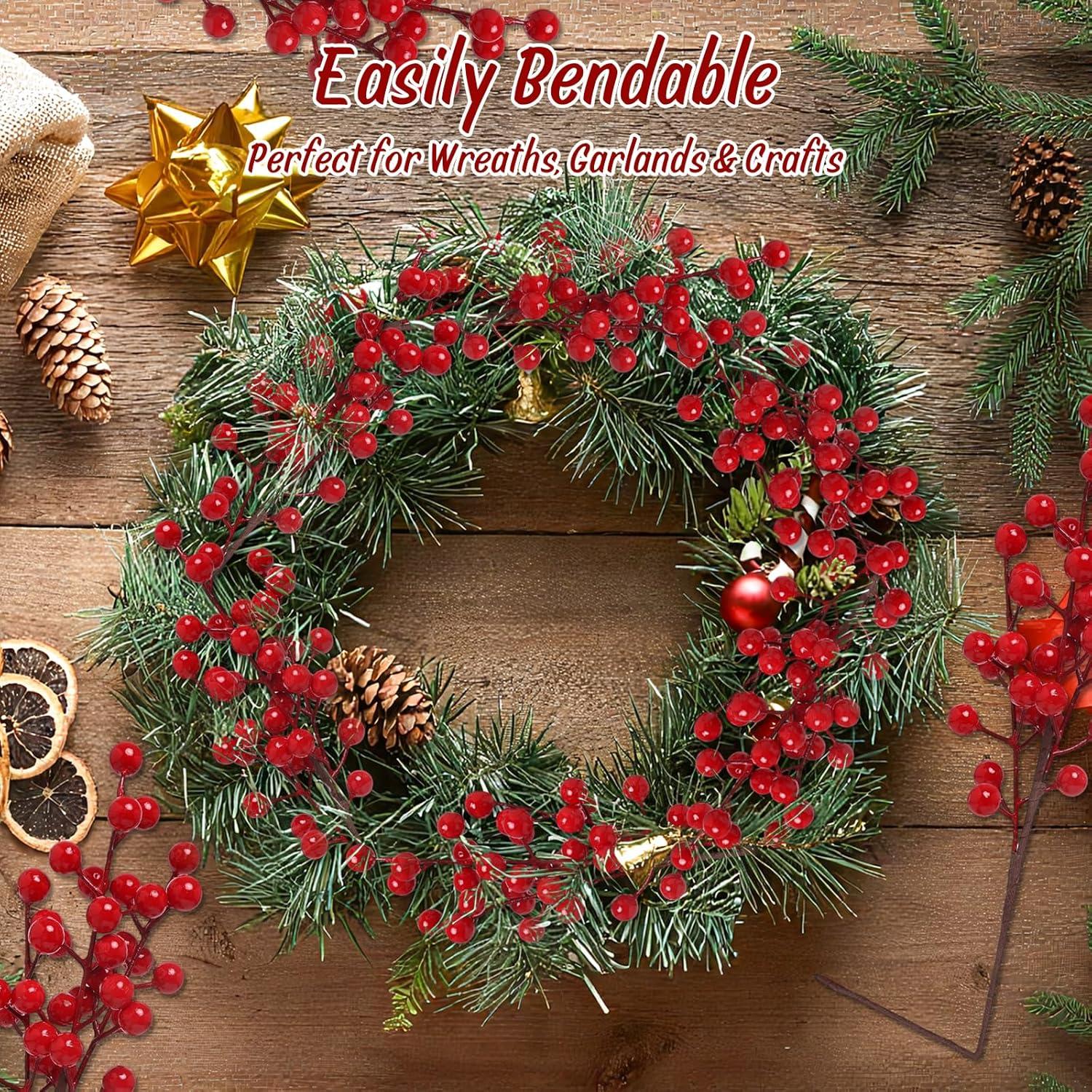 Paquete de 10 Ramas Artificiales de Baya Roja AONYIYI 36 cm