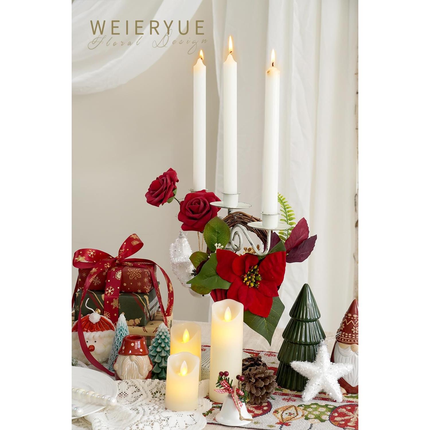 Caja de Flores Artificiales Navideñas WEIERYUE - Rojo 25.4 cm