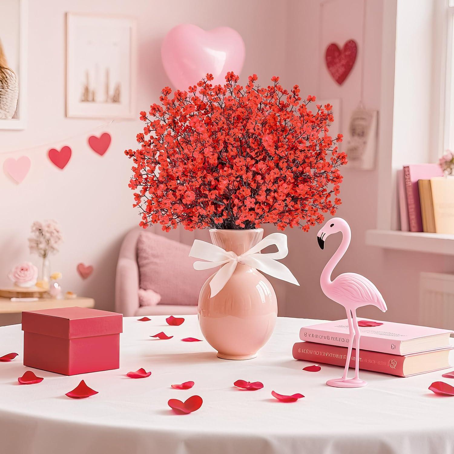 10 Ramas Flores Artificiales Navidad Der Rose Rojas 53cm