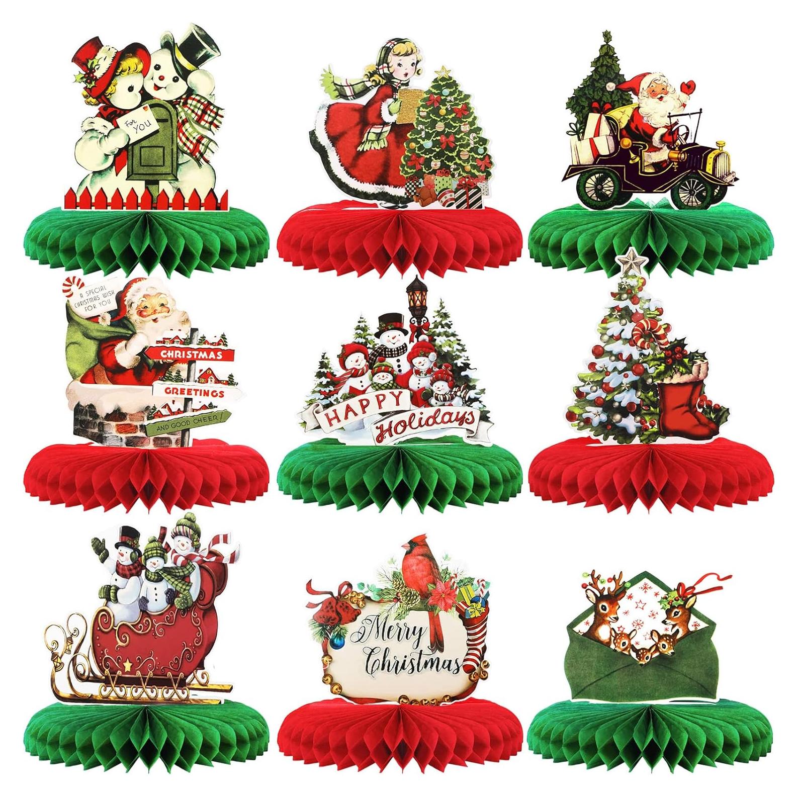 Centro de Mesa Navideño Vintage 9 Pcs Sinmoe - Decoración