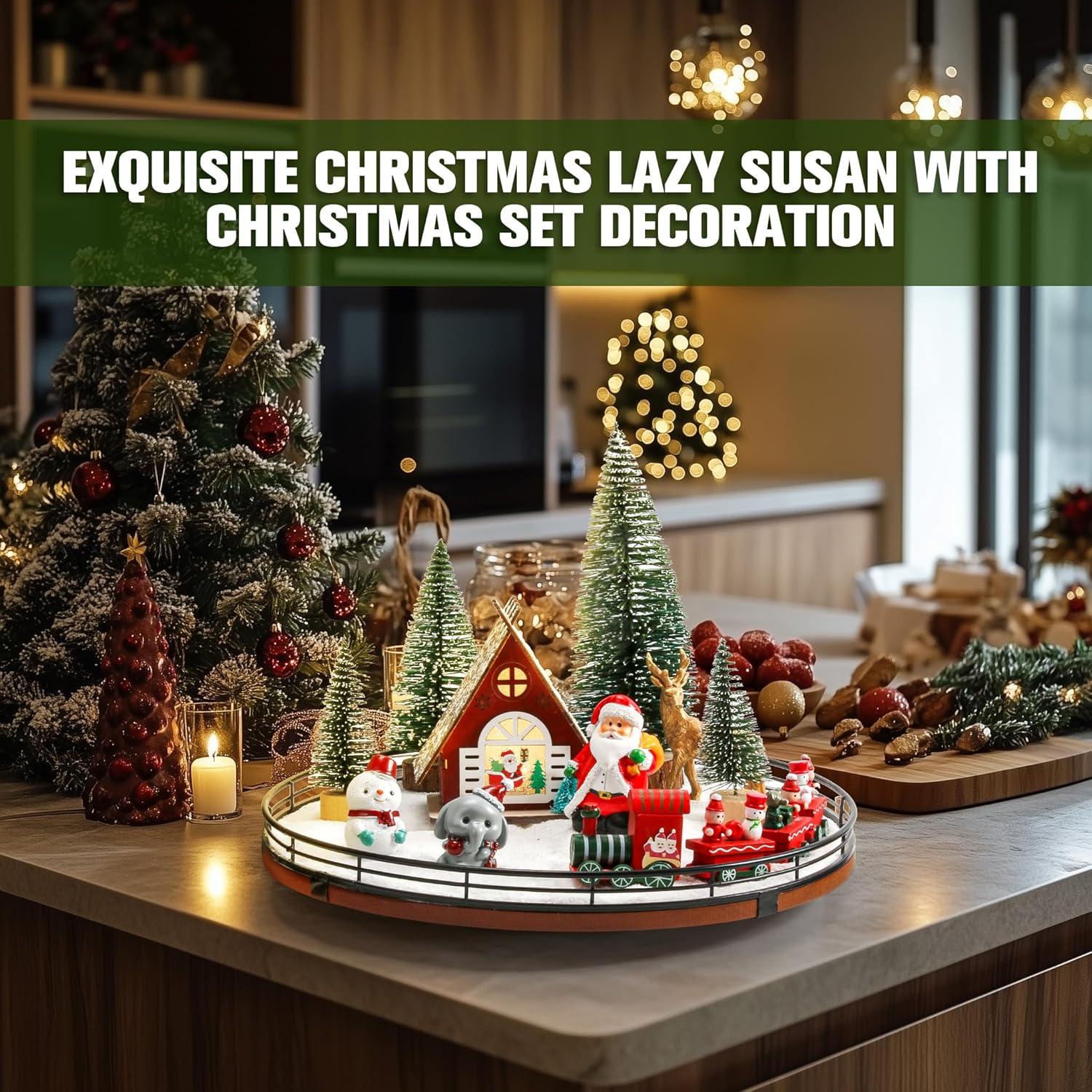 Conjunto Navideño 12 PCS Lazy Susan Madera Roble 33 cm