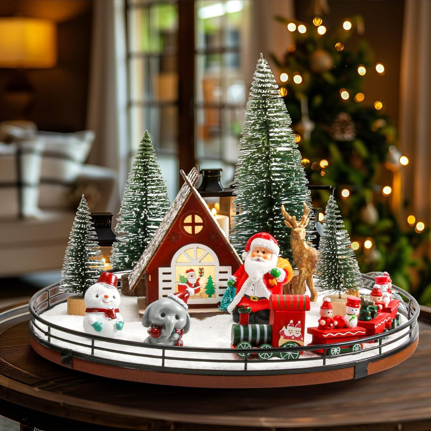 Conjunto Navideño 12 PCS Lazy Susan Madera Roble 33 cm