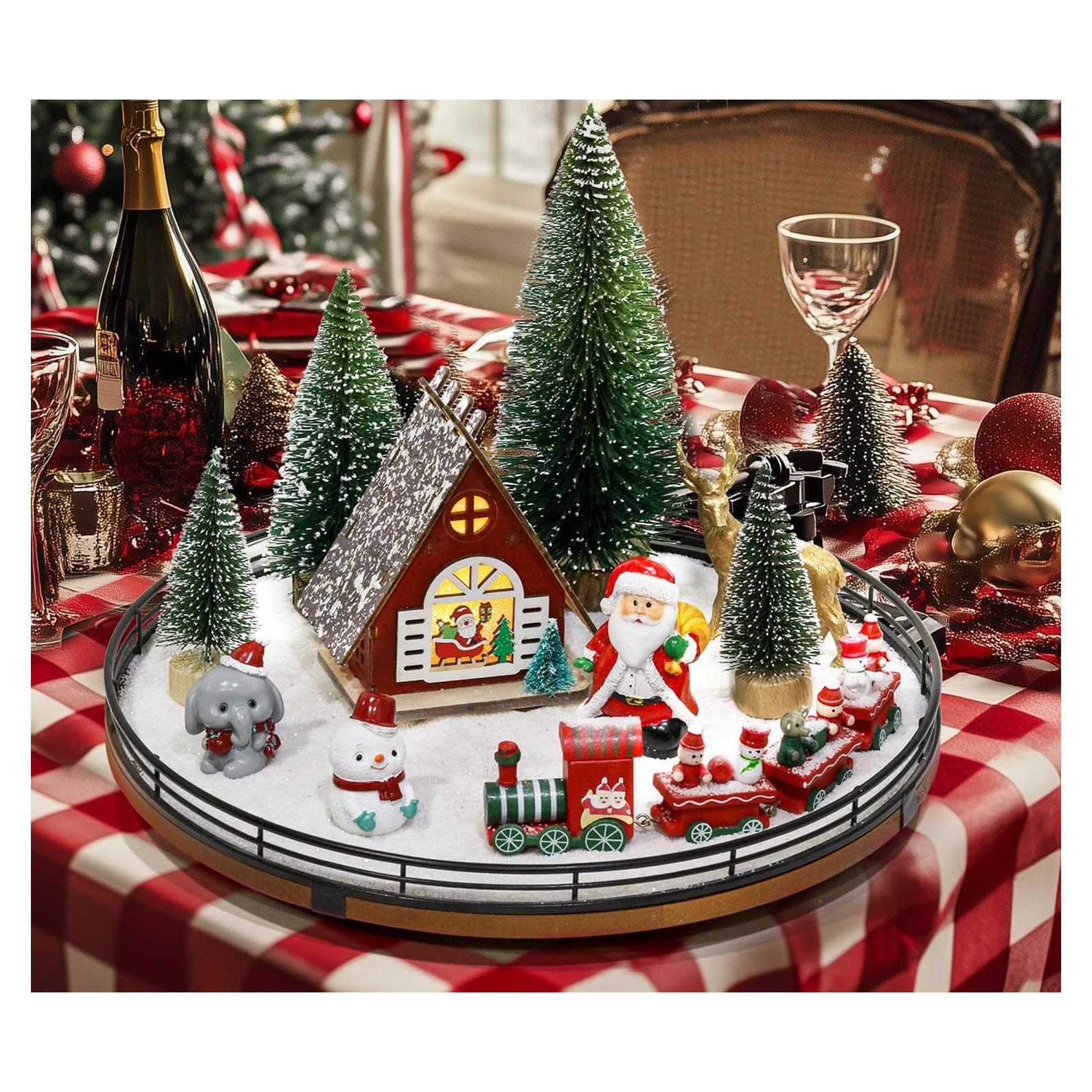 Conjunto de Decoraciones de Mesa Navideña AMH 12 PCS con Base Rotativa