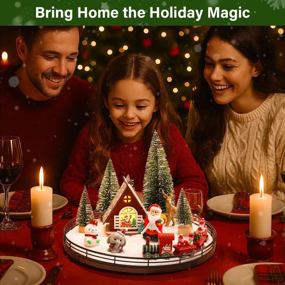 Conjunto de Decoraciones de Mesa Navideña AMH 12 PCS con Base Rotativa