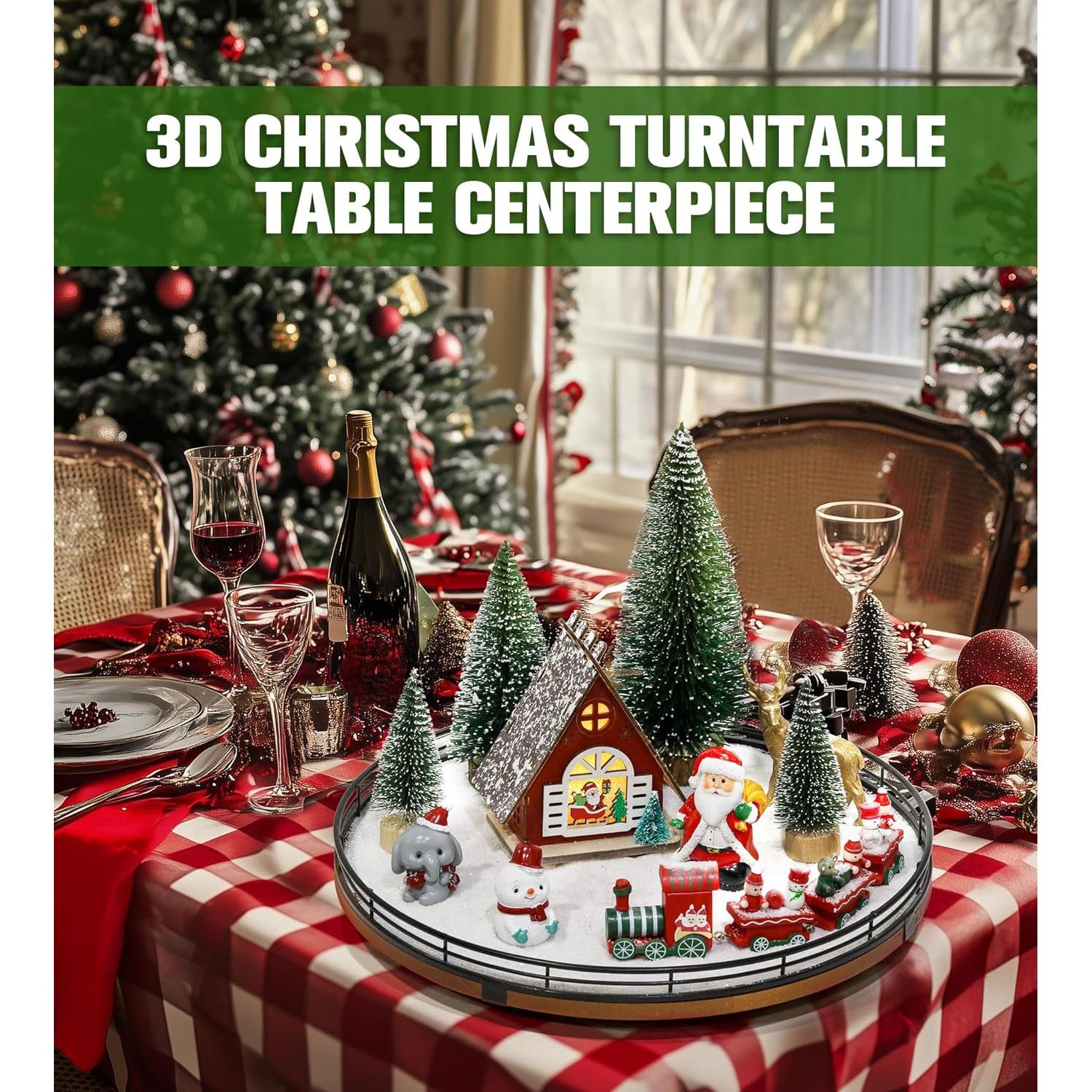 Conjunto de Decoraciones de Mesa Navideña AMH 12 PCS con Base Rotativa