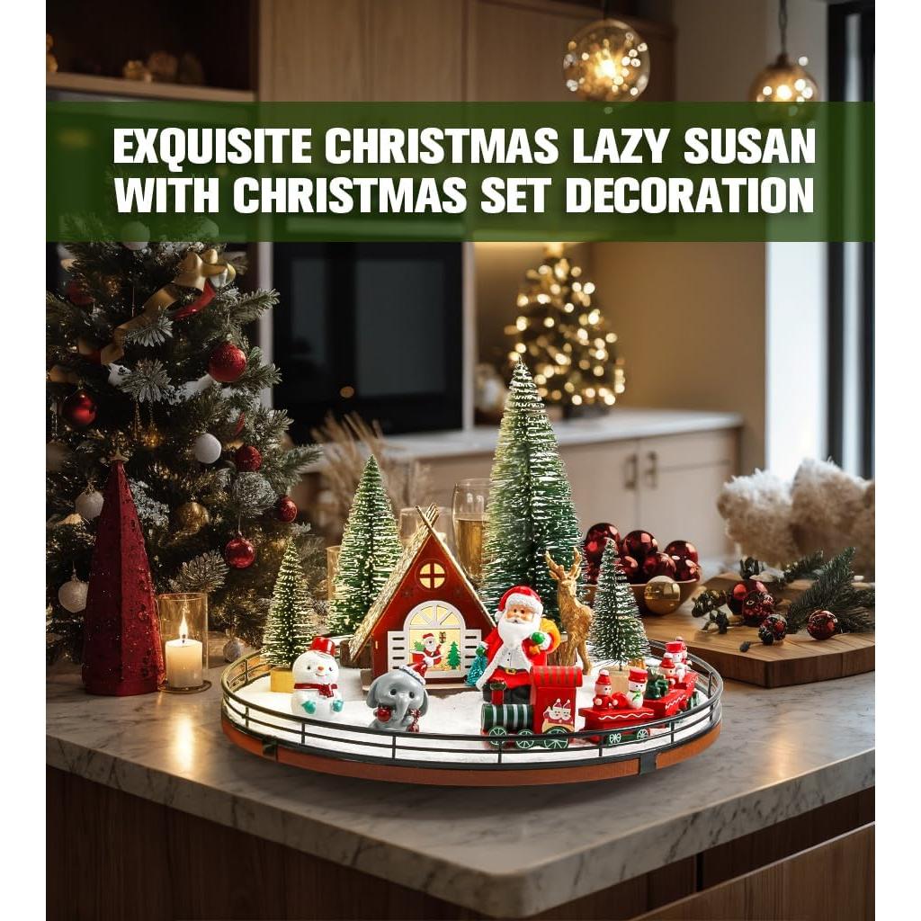 Conjunto de Decoraciones de Mesa Navideña AMH 12 PCS con Base Rotativa