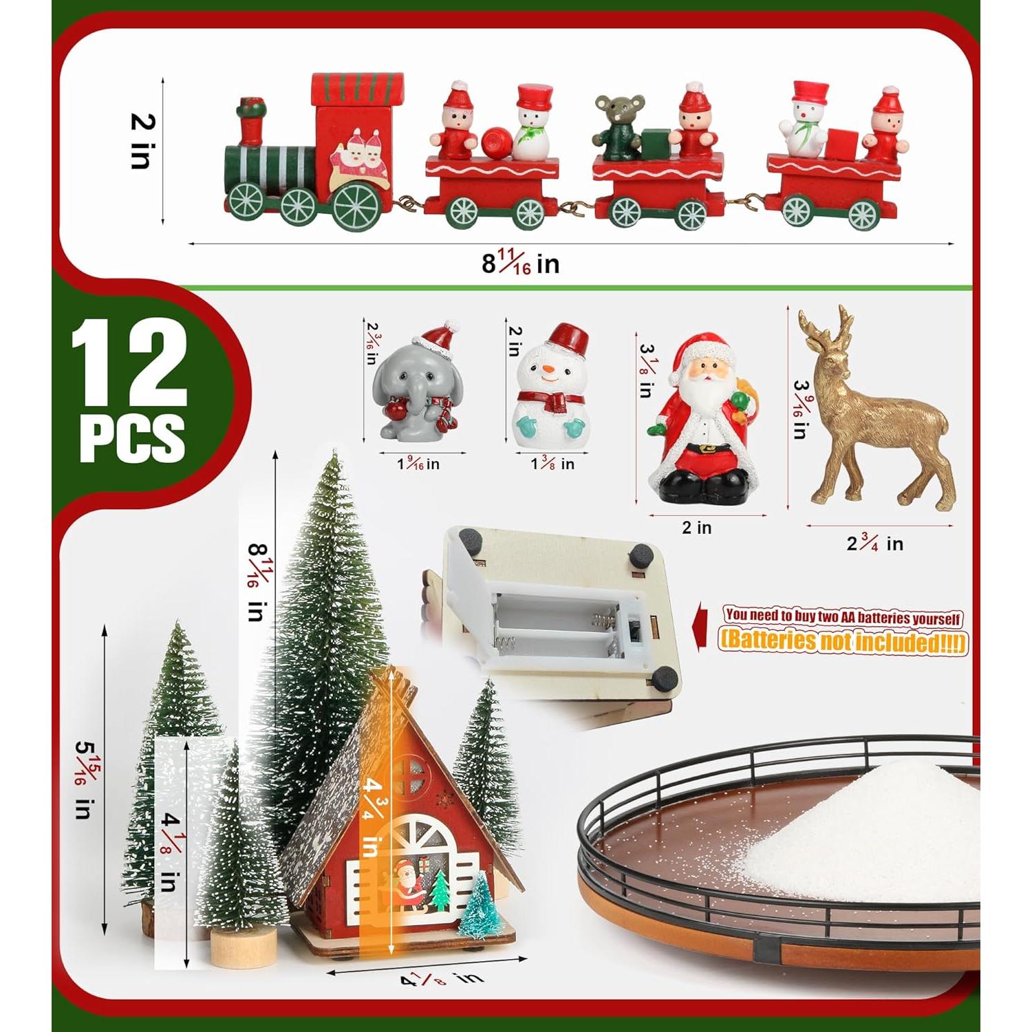 Conjunto de Decoraciones de Mesa Navideña AMH 12 PCS con Base Rotativa