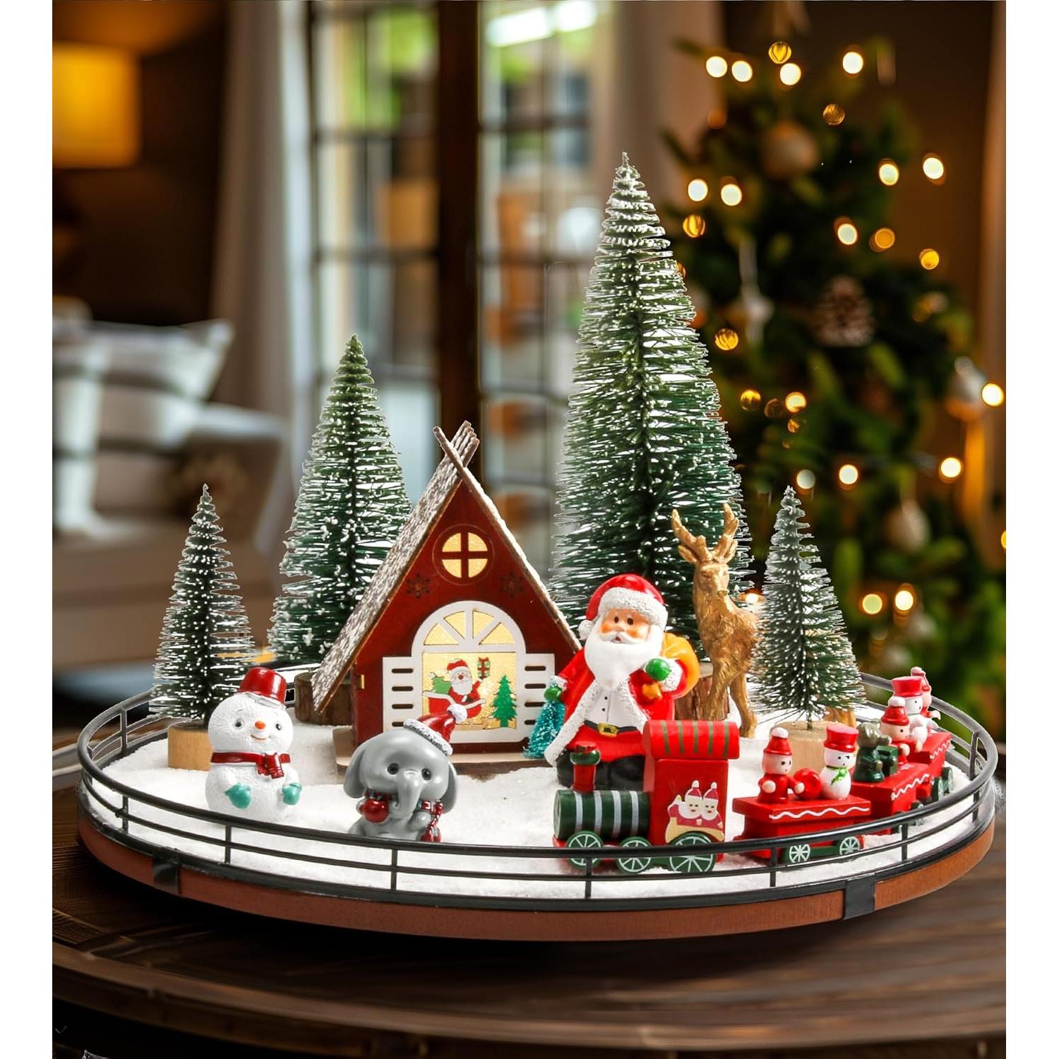 Conjunto de Decoraciones de Mesa Navideña AMH 12 PCS con Base Rotativa
