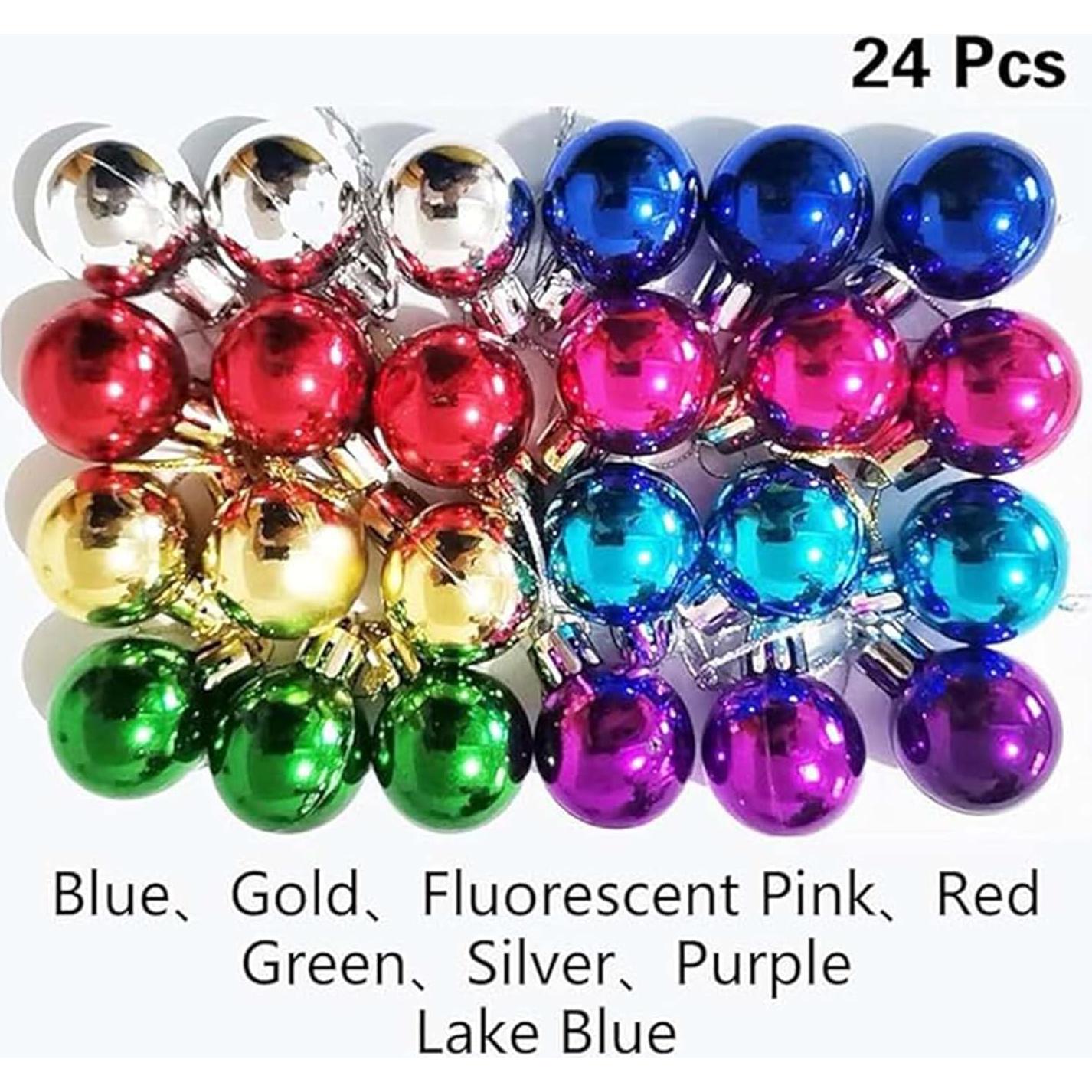 Paquete de 24 Bolas Ornamentales HQM 3 cm Multicolor