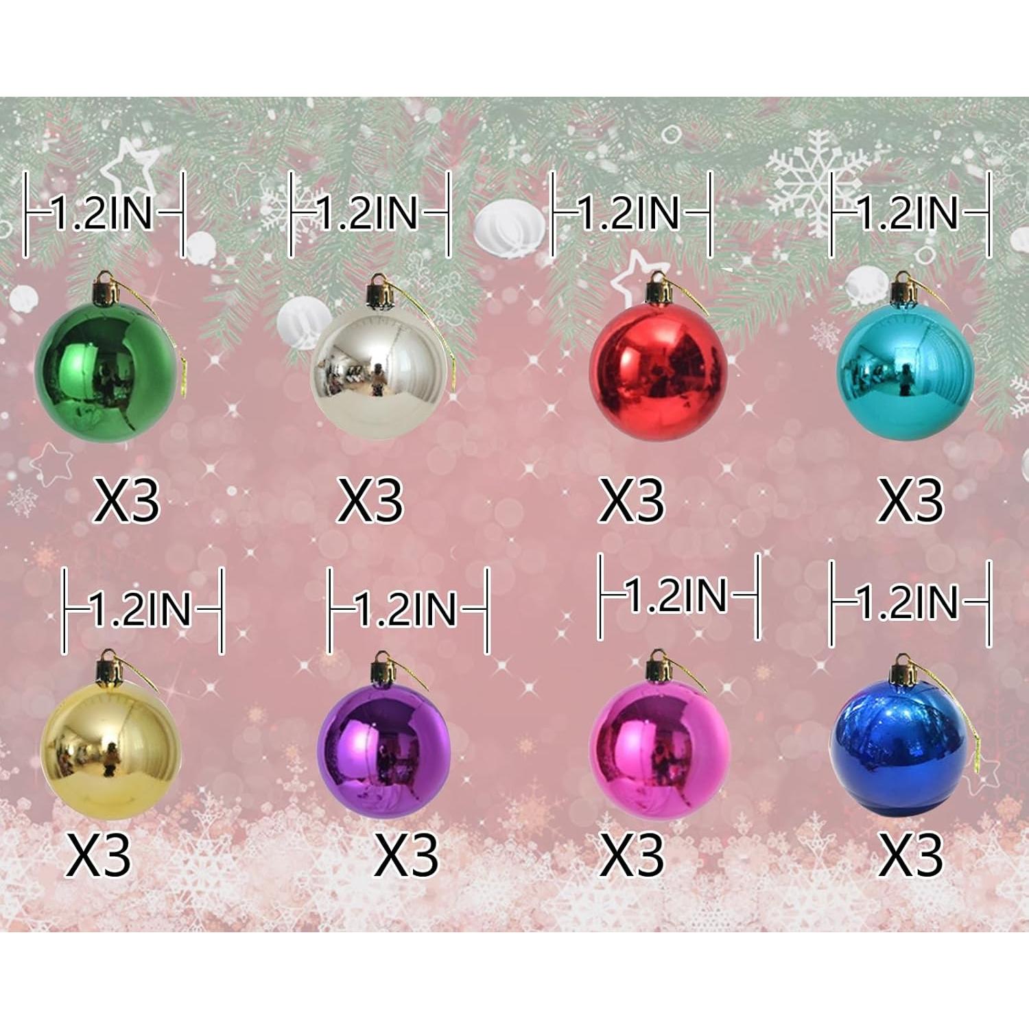 Paquete de 24 Bolas Ornamentales HQM 3 cm Multicolor