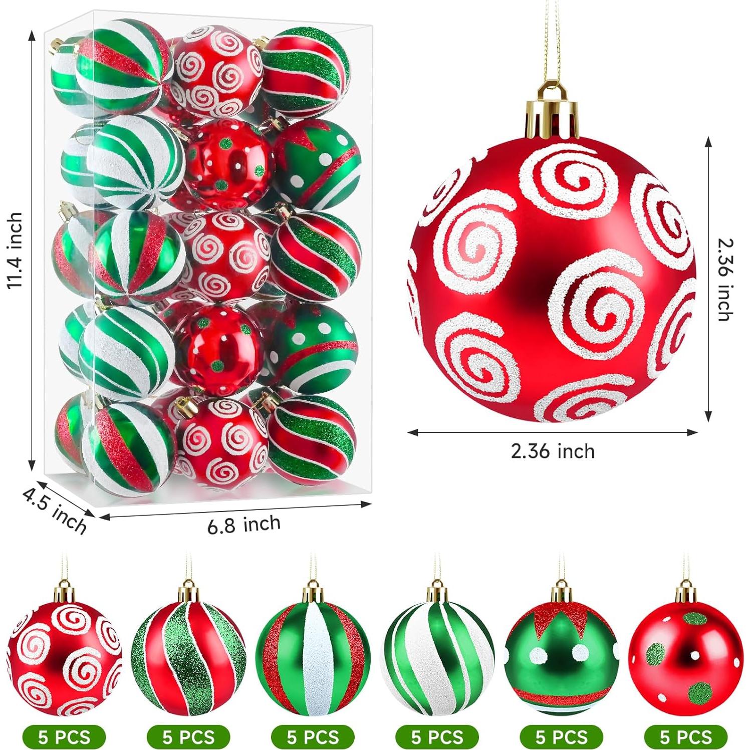 Juego de 30 Adornos Navideños Yintok 6.1 cm A Prueba de Roturas