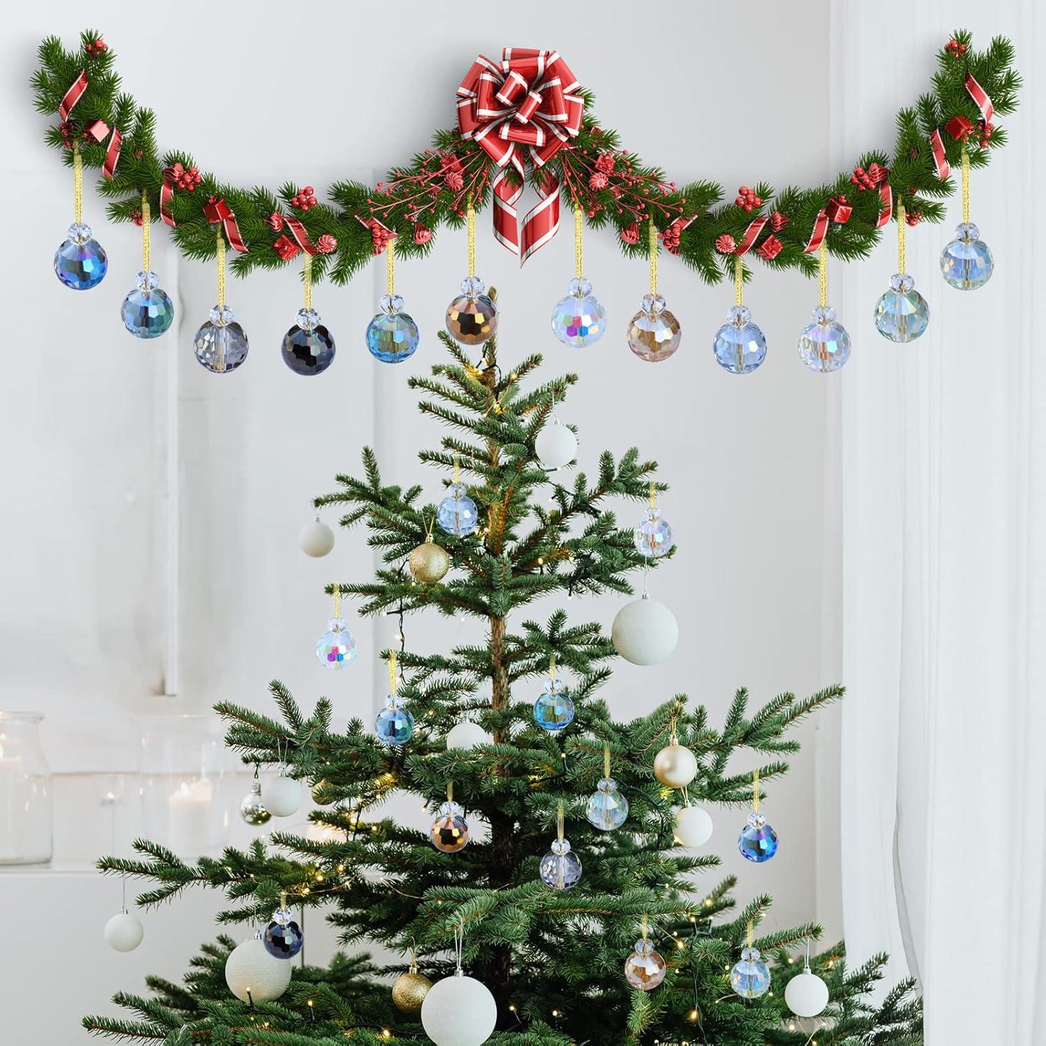 12 Bolas de Cristal de Vidrio Multicolor para Decoración Navideña