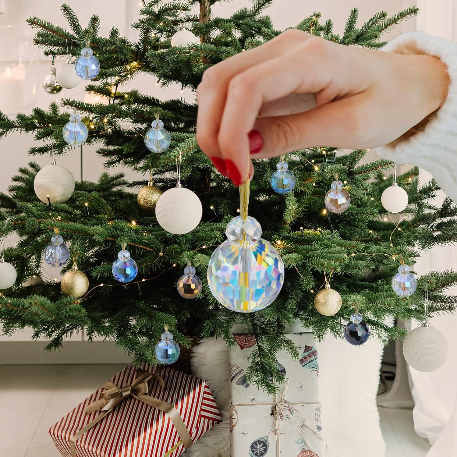 12 Bolas de Cristal de Vidrio Multicolor para Decoración Navideña