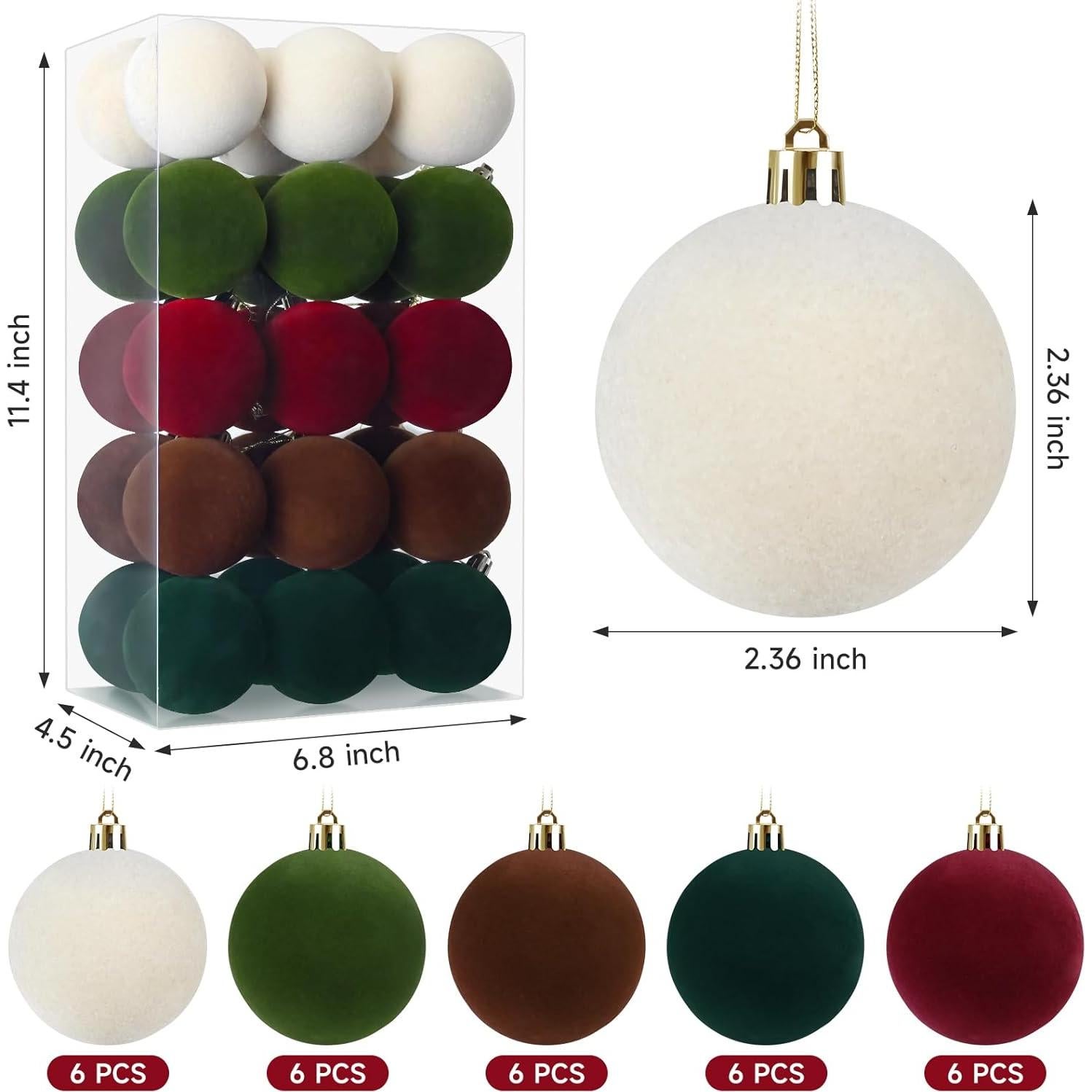 Juego de 30 Bolas de Adorno de Navidad Terciopelo 6 cm
