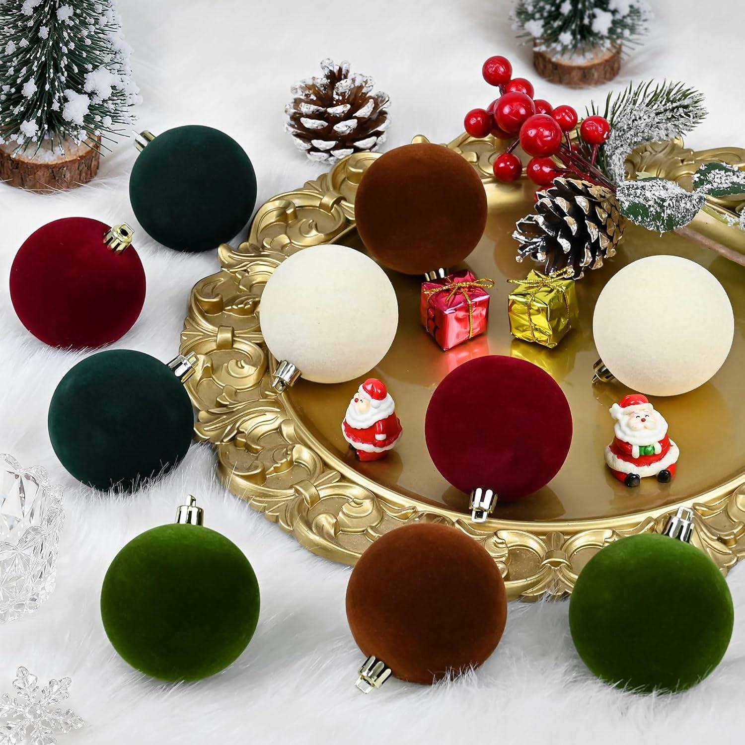 Juego de 30 Bolas de Adorno de Navidad Terciopelo 6 cm