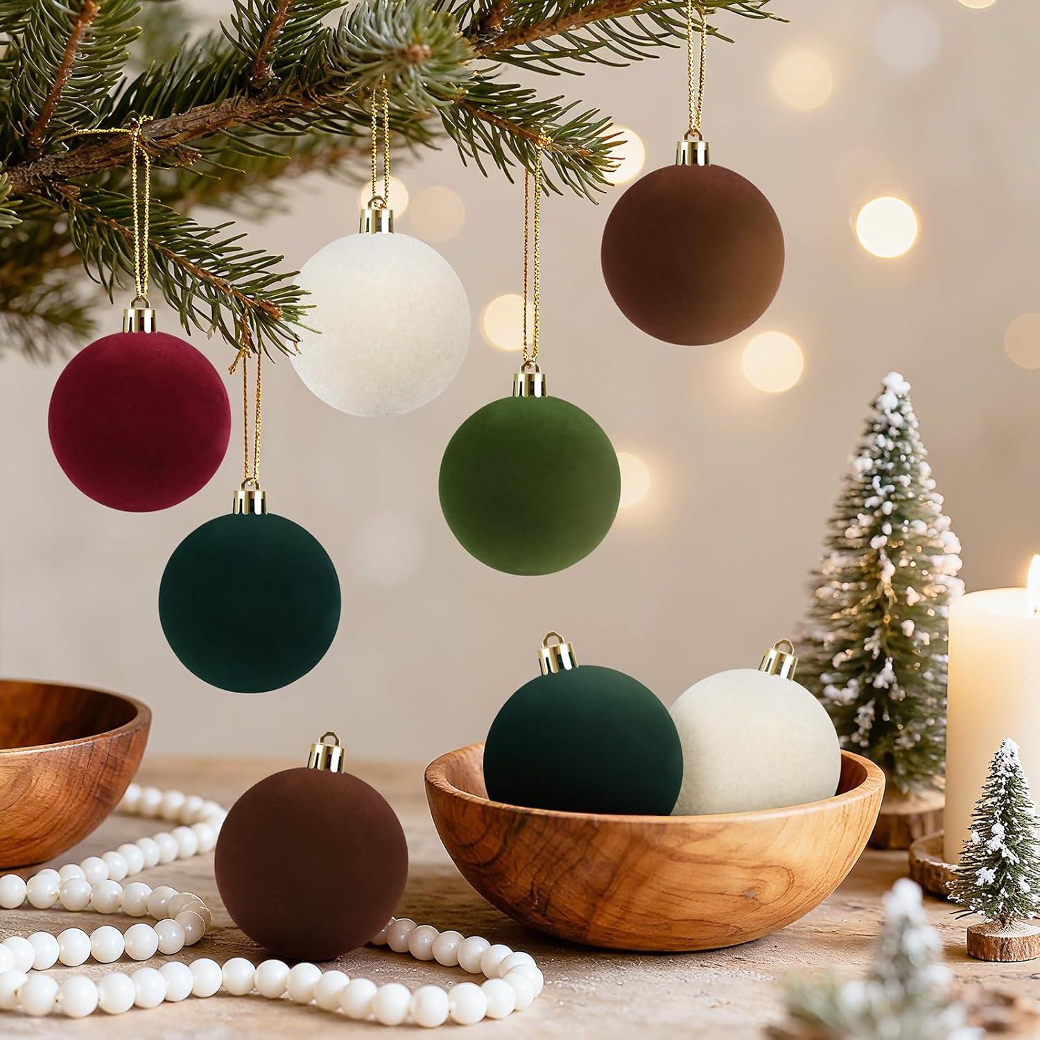 Juego de 30 Bolas de Adorno de Navidad Terciopelo 6 cm