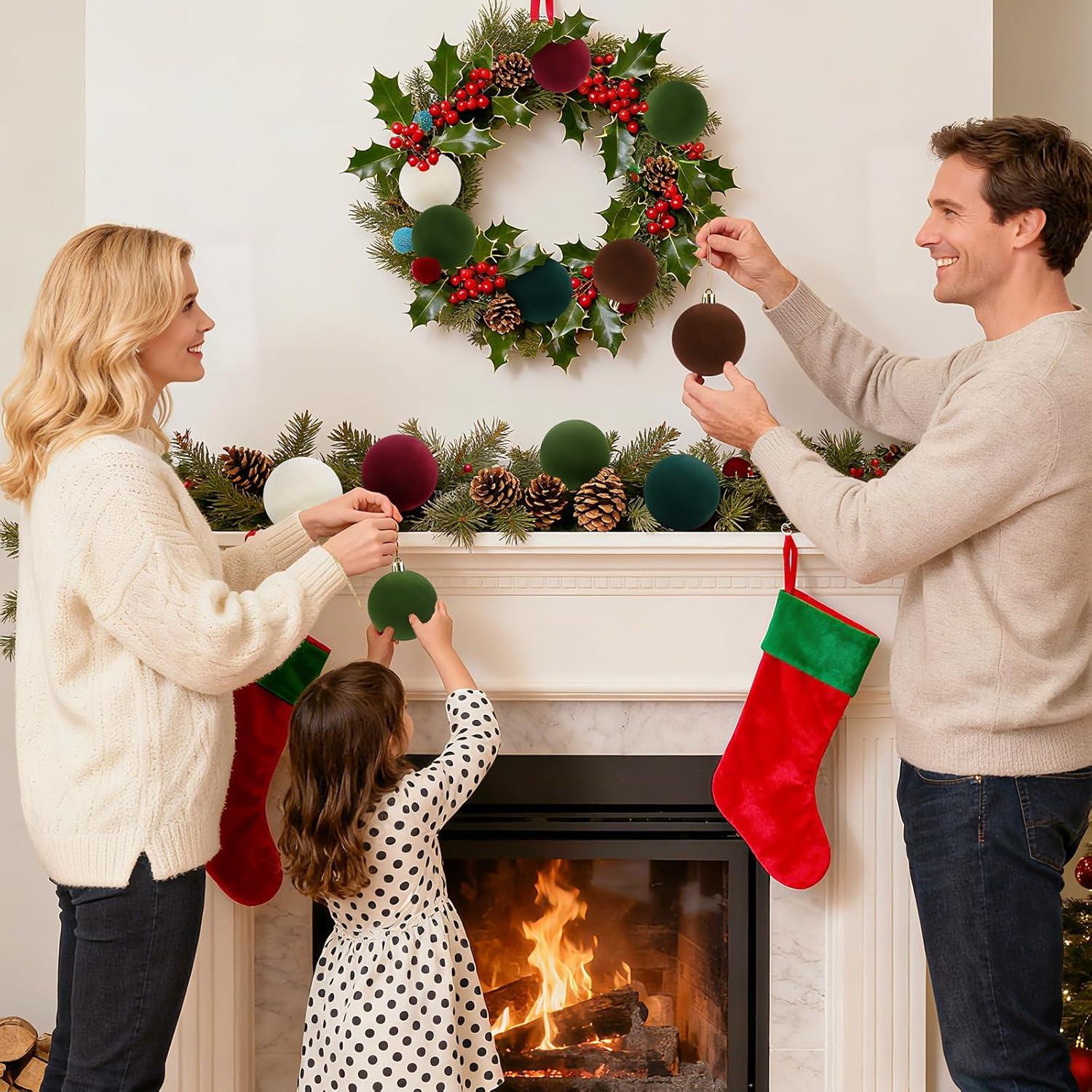 Juego de 30 Bolas de Adorno de Navidad Terciopelo 6 cm