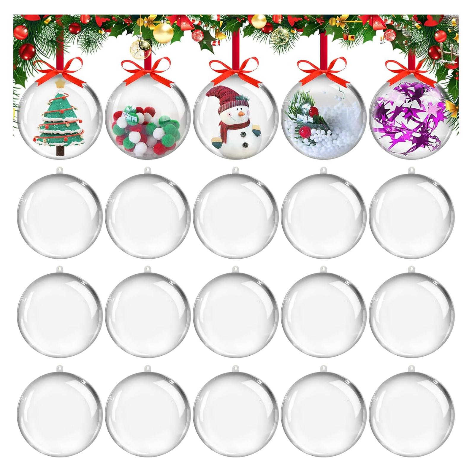 20 Bolas de Adorno de Plástico Transparente 5CM - Navidad DIY