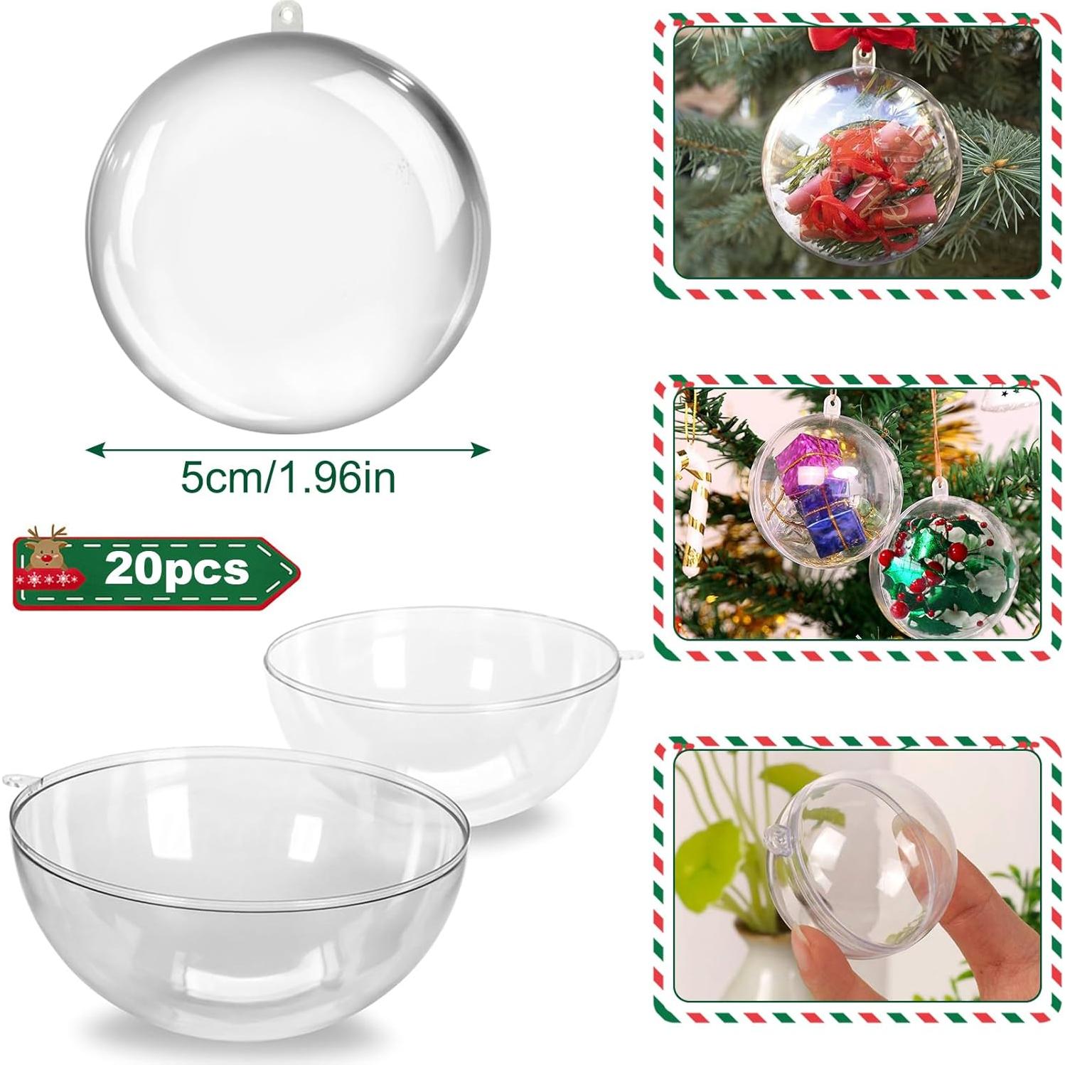 20 Bolas de Adorno de Plástico Transparente 5CM - Navidad DIY