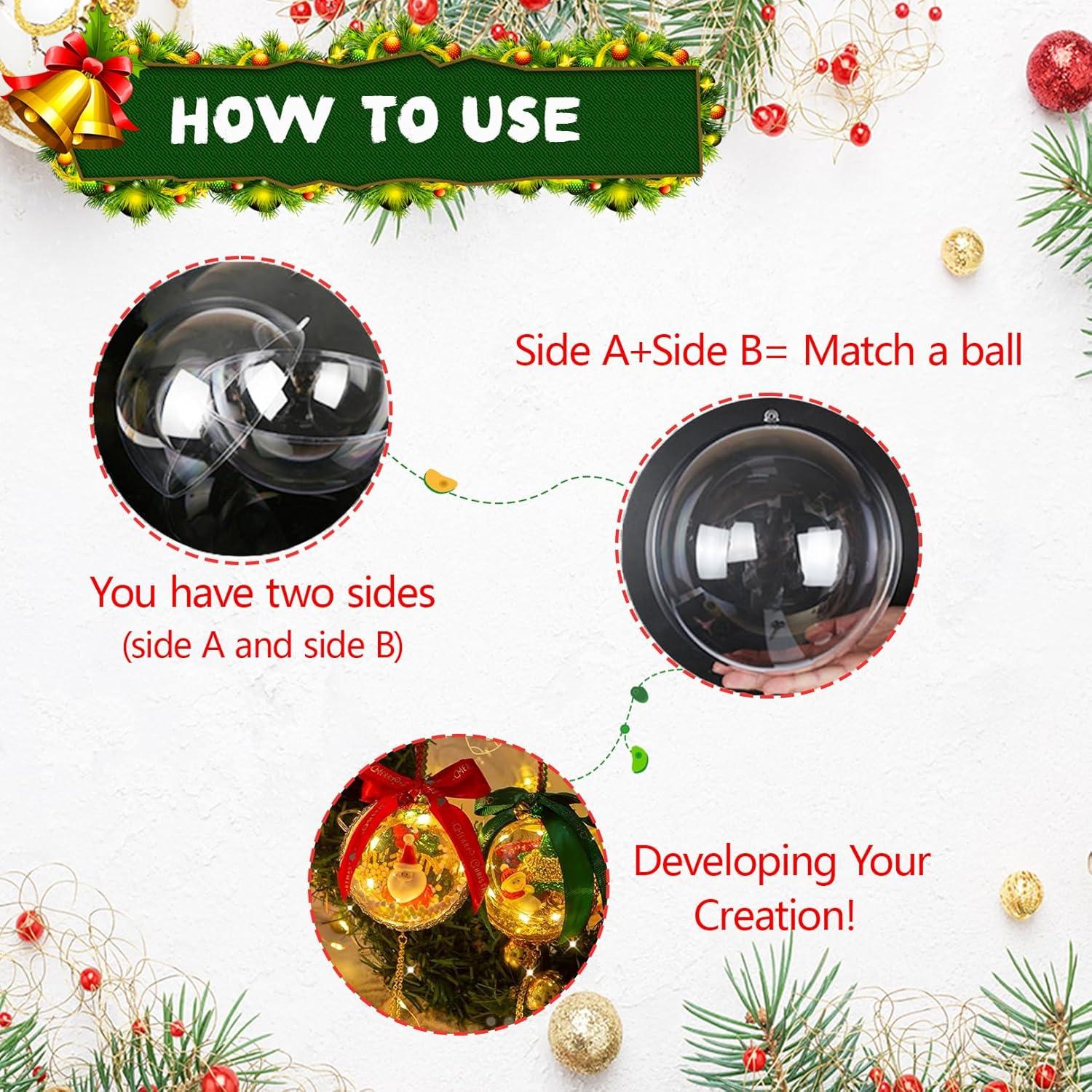 20 Bolas de Adorno de Plástico Transparente 5CM - Navidad DIY