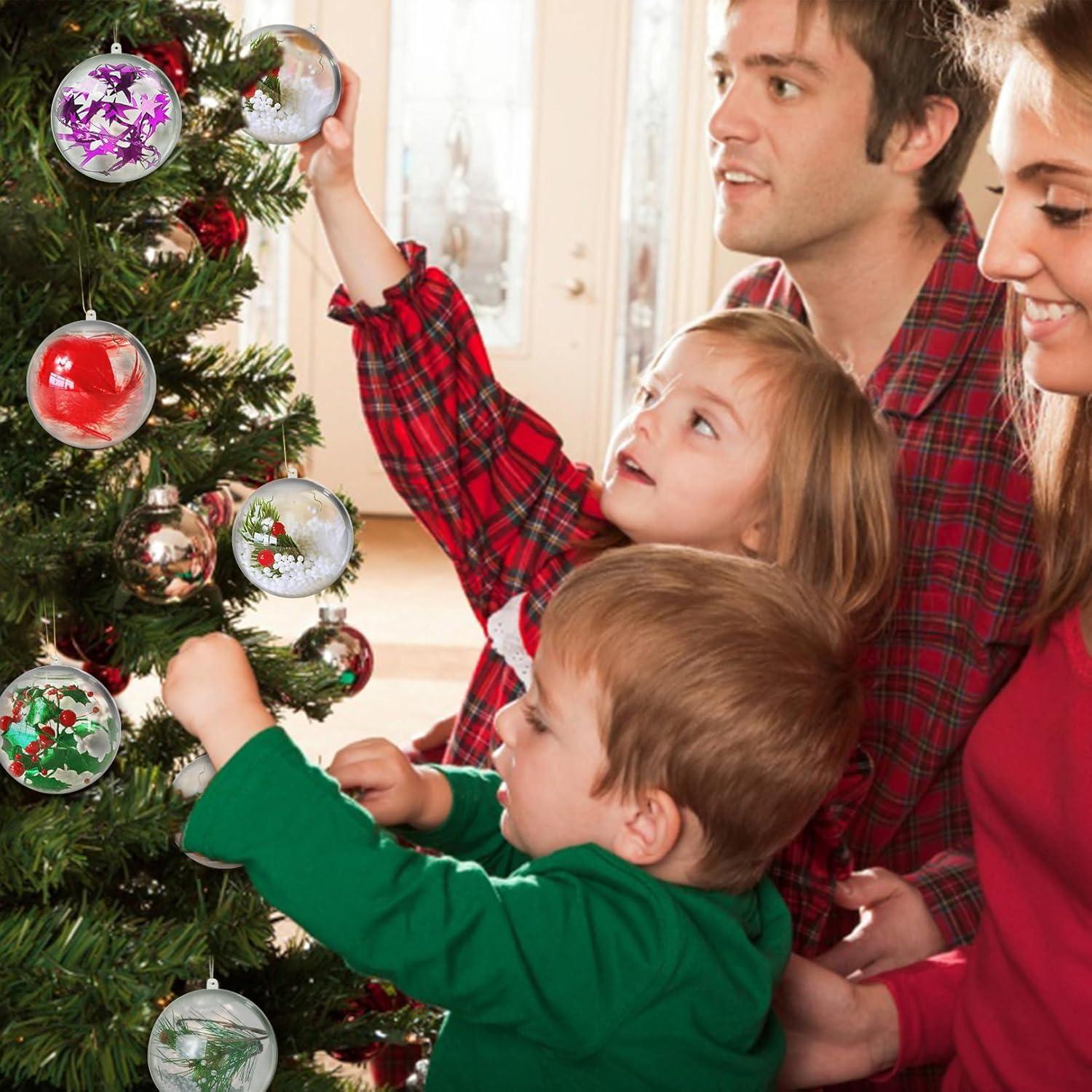 20 Bolas de Adorno de Plástico Transparente 5CM - Navidad DIY