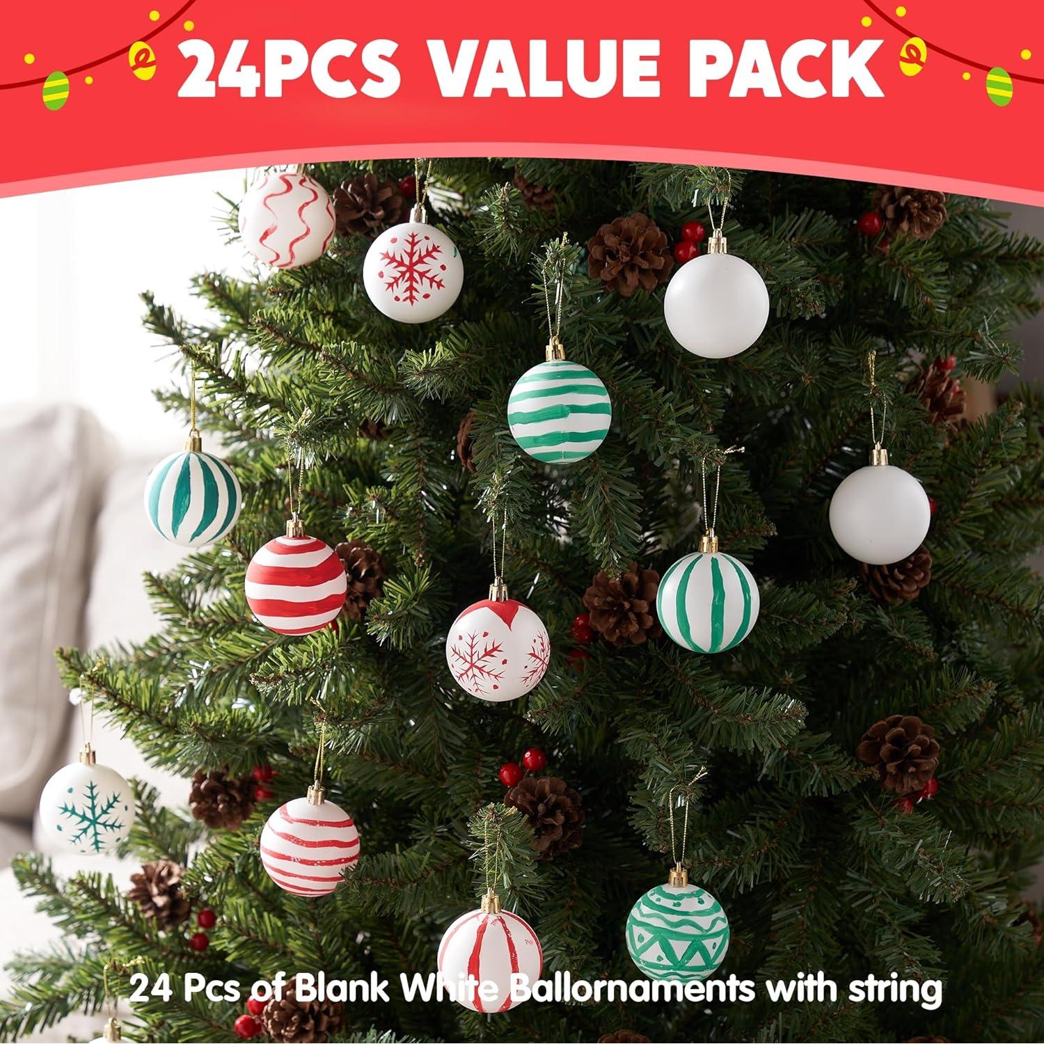 Adornos de Bola de Navidad Joyin 24 Pcs Blancos 6 cm