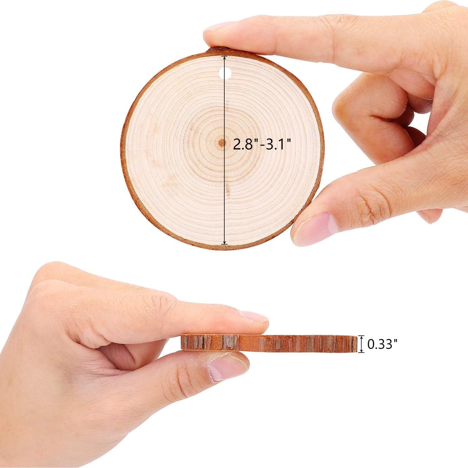 Rodajas de Madera Natural Fuyit 30 Pcs 7.1-7.9 cm para Manualidades