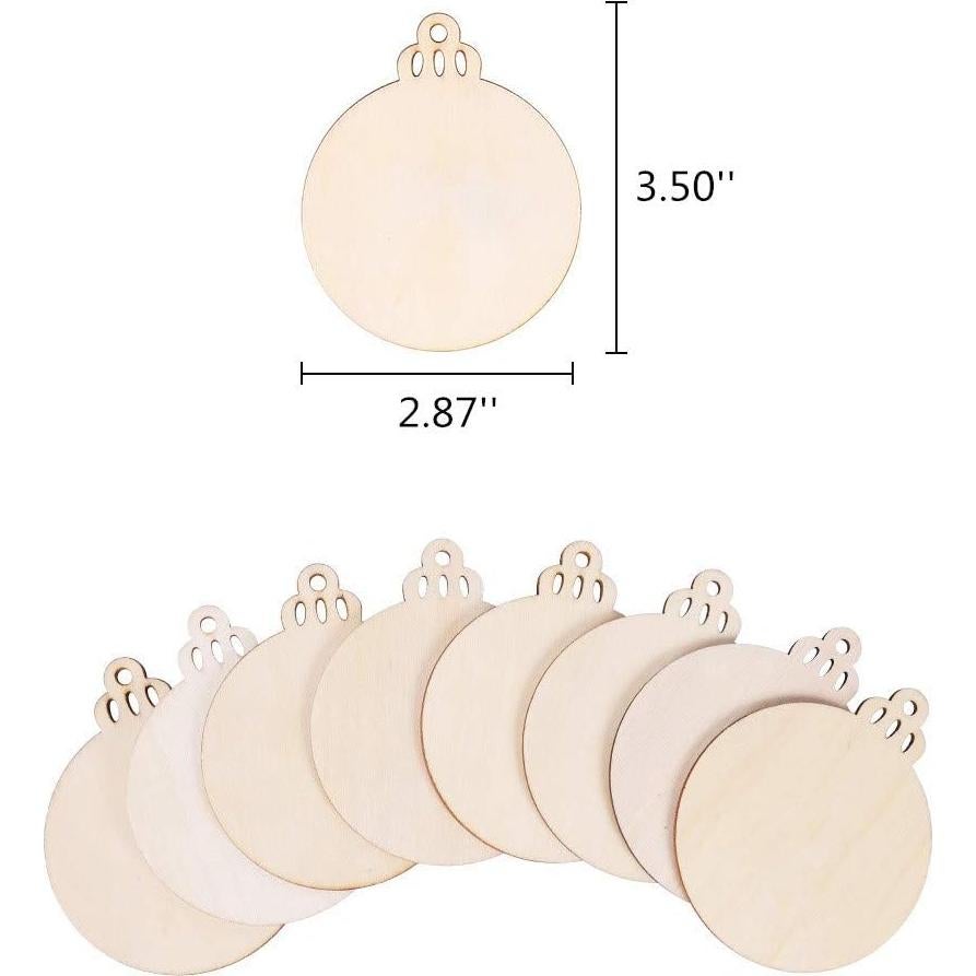 Adornos Navideños de Madera Max Fun 60PCS DIY 9cm Redondos