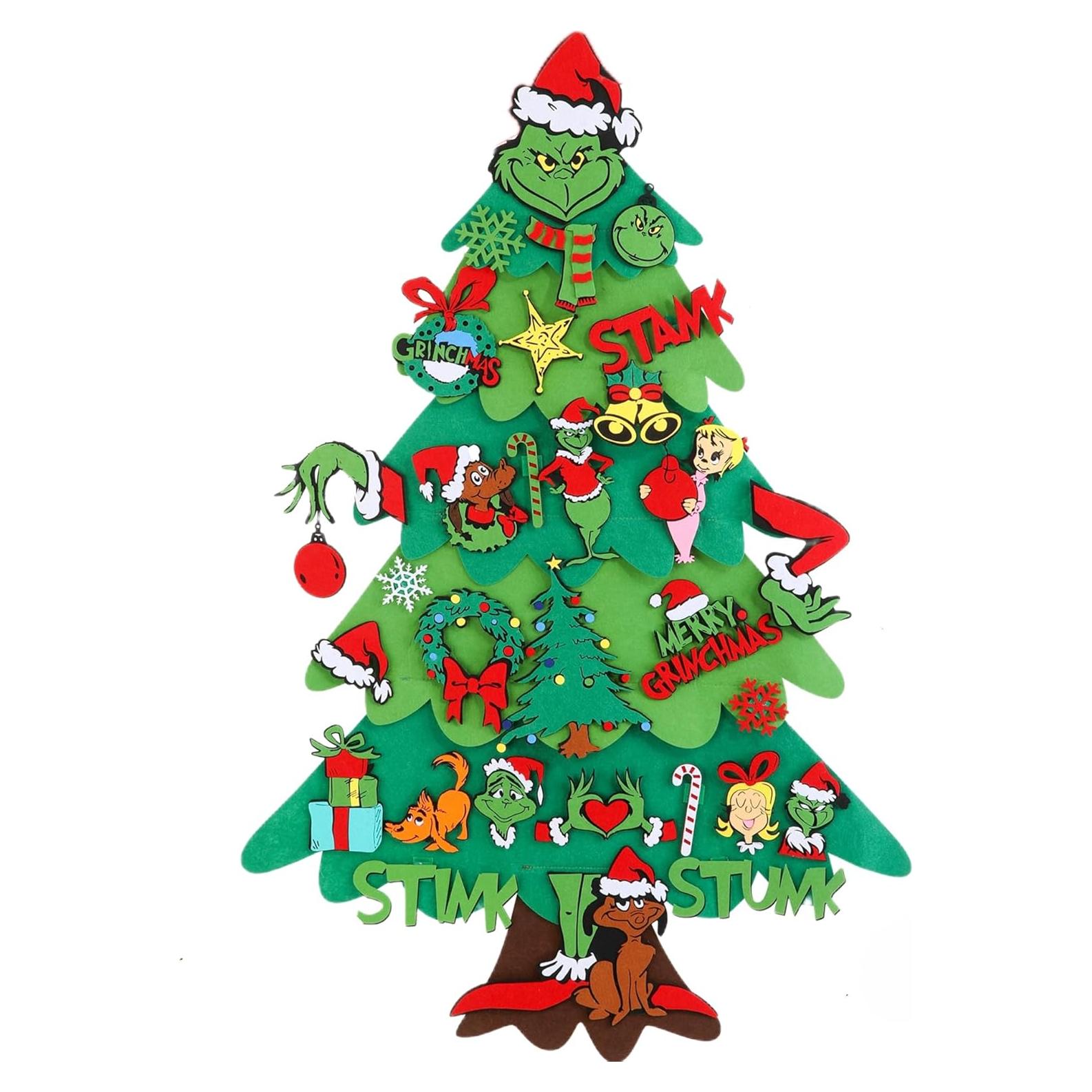 Árbol de Navidad de Fieltro DIY Prekus 1.1m con 30 Adornos